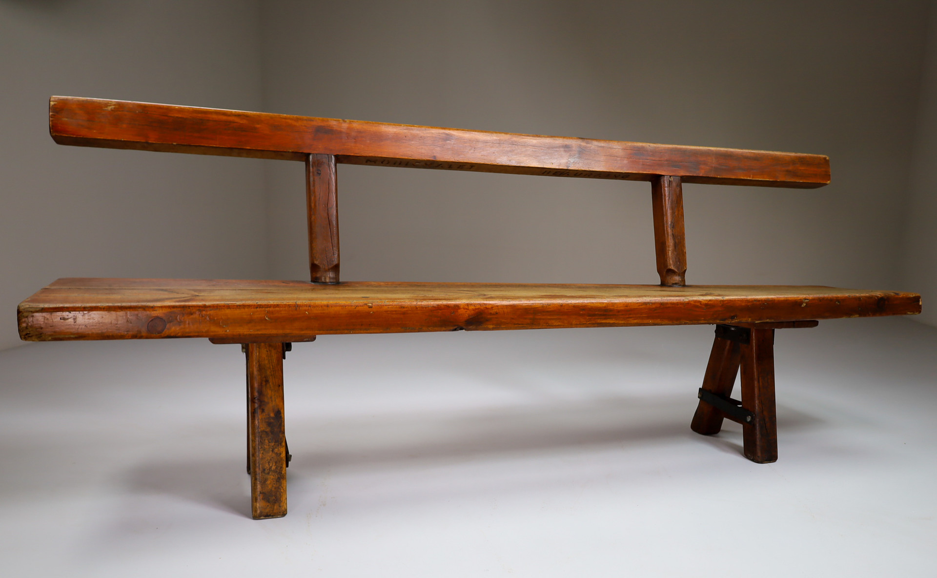 Primitive Pinewood Bench, France 1960s Mid-20th century