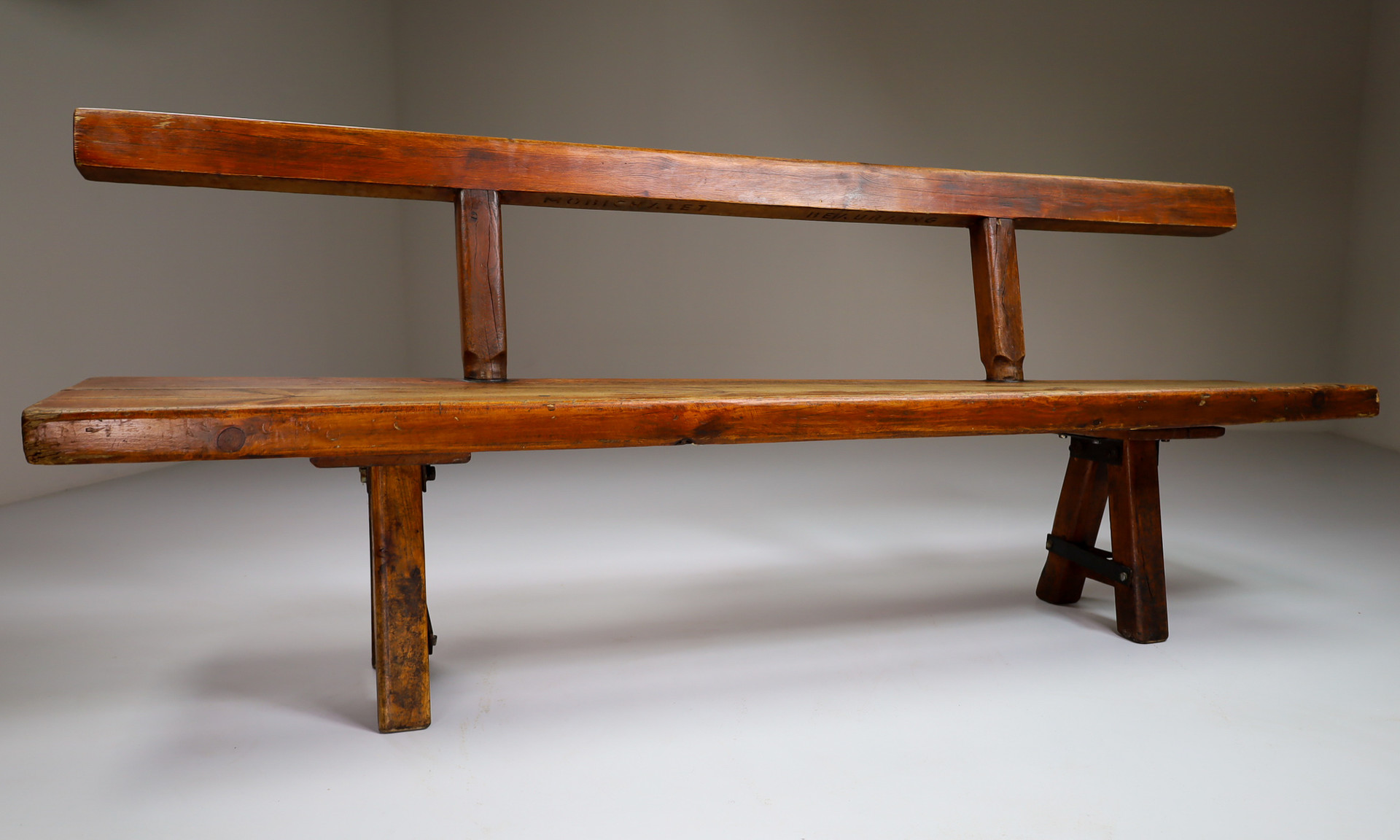 Primitive Pinewood Bench, France 1960s Mid-20th century