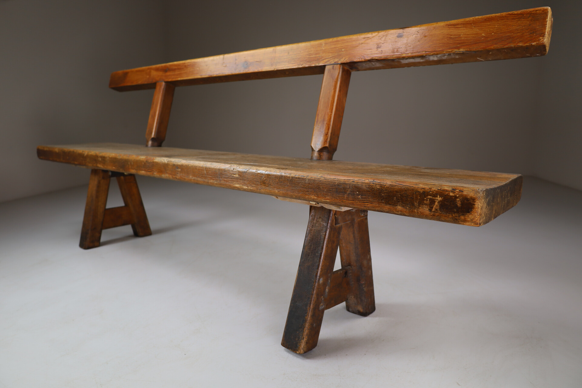Primitive Pinewood Bench, France 1960s Mid-20th century