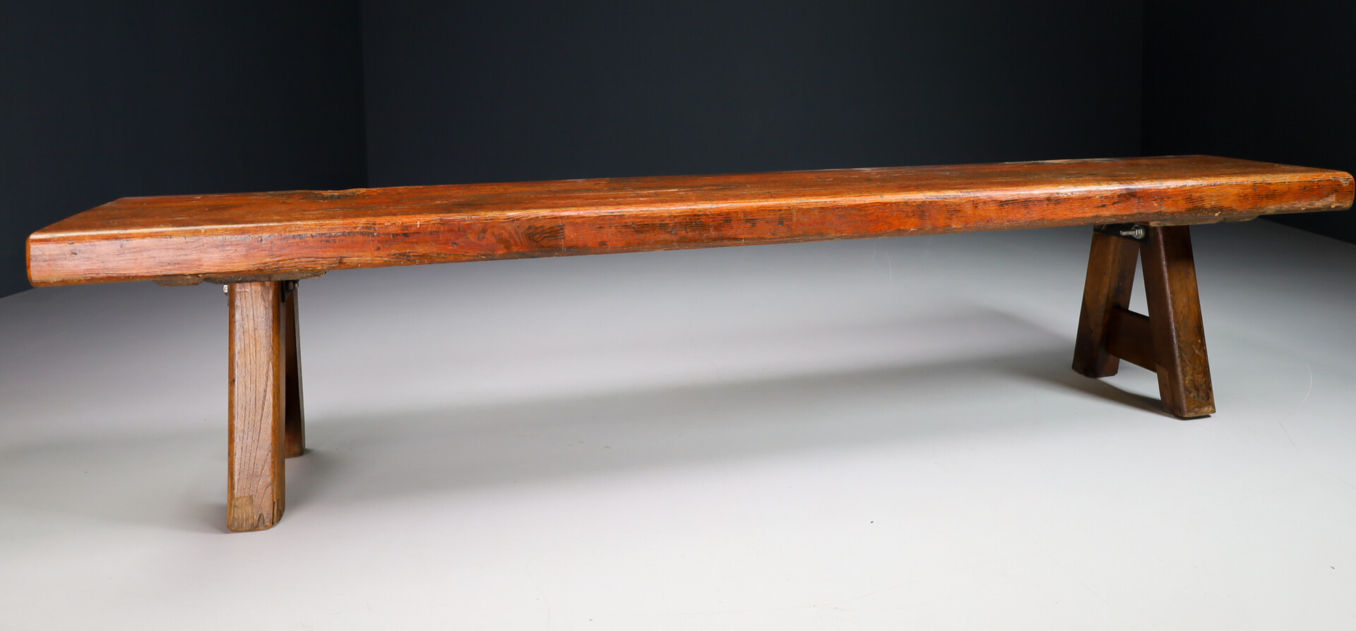 Primitive Pinewood Bench, France 1960s Mid-20th century