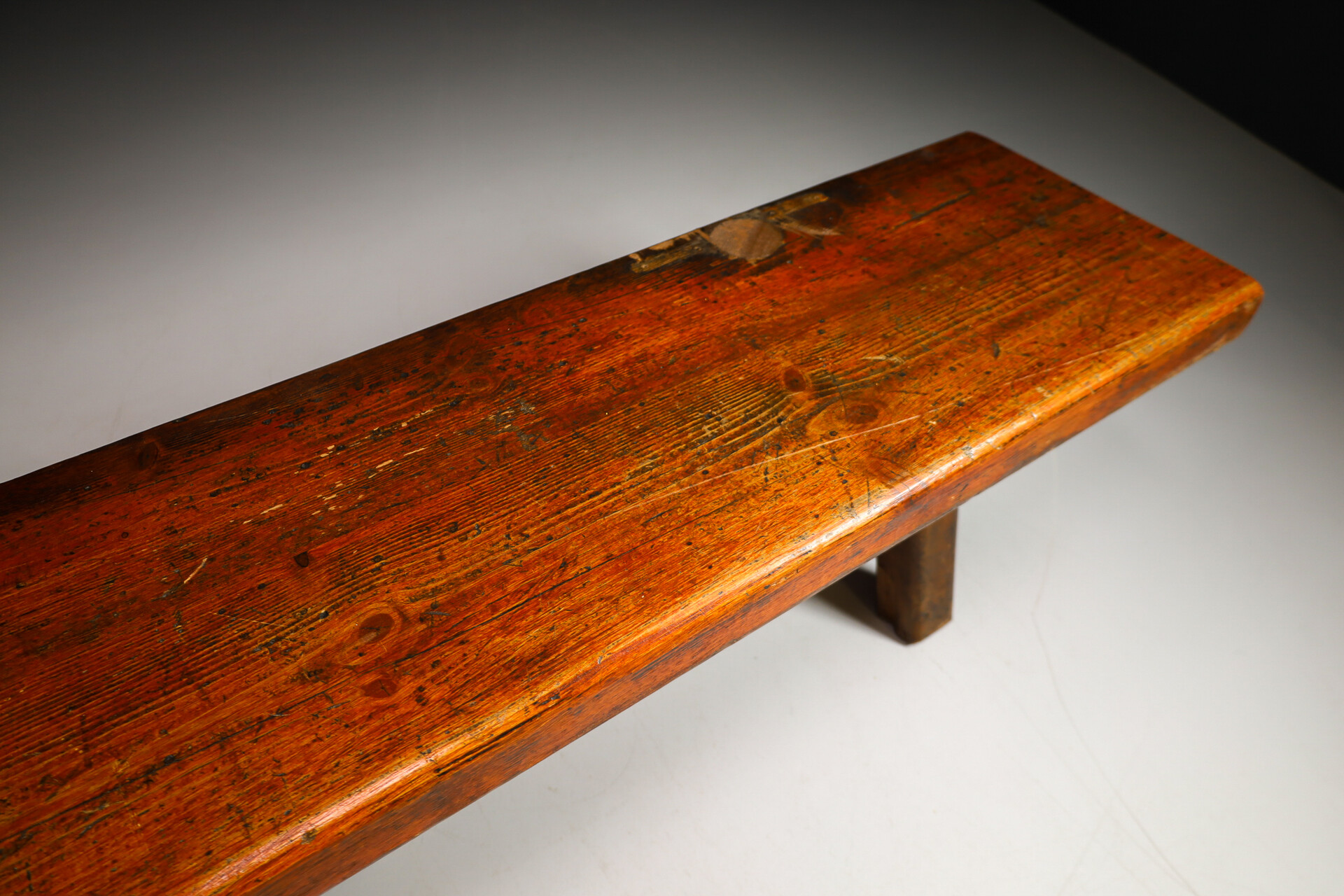 Primitive Pinewood Bench, France 1960s Mid-20th century
