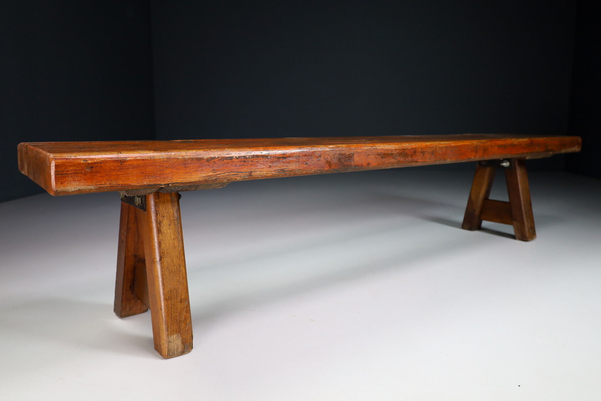 Primitive Pinewood Bench, France 1960s Mid-20th century