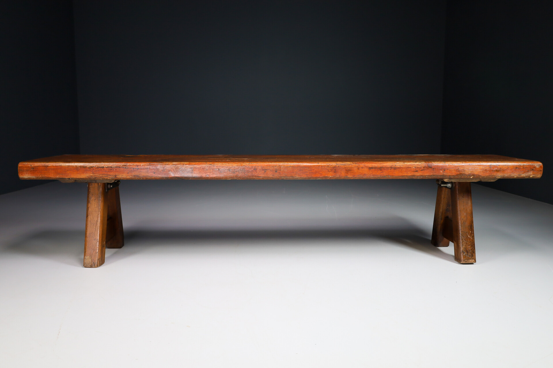 Primitive Pinewood Bench, France 1960s Mid-20th century