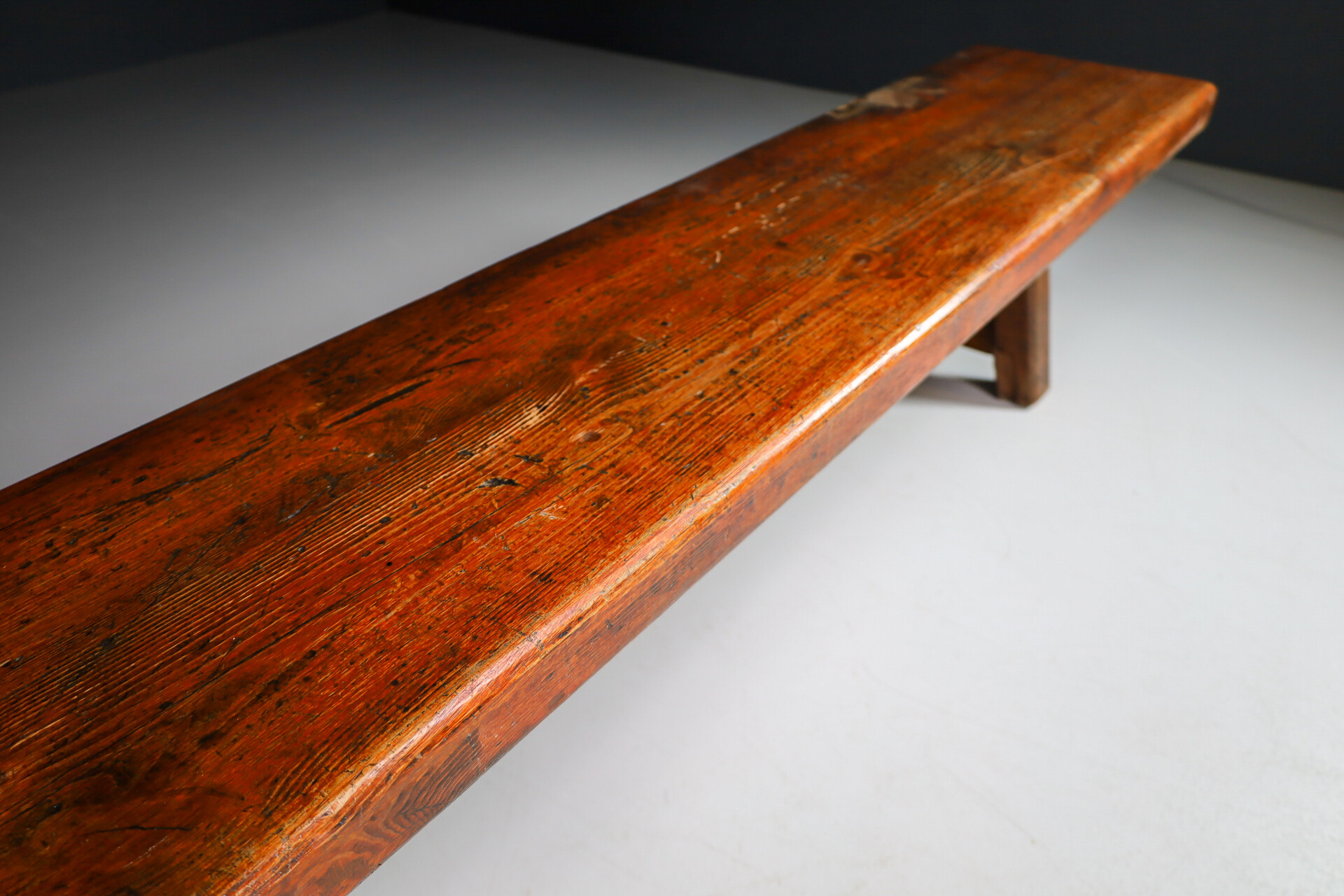 Primitive Pinewood Bench, France 1960s Mid-20th century
