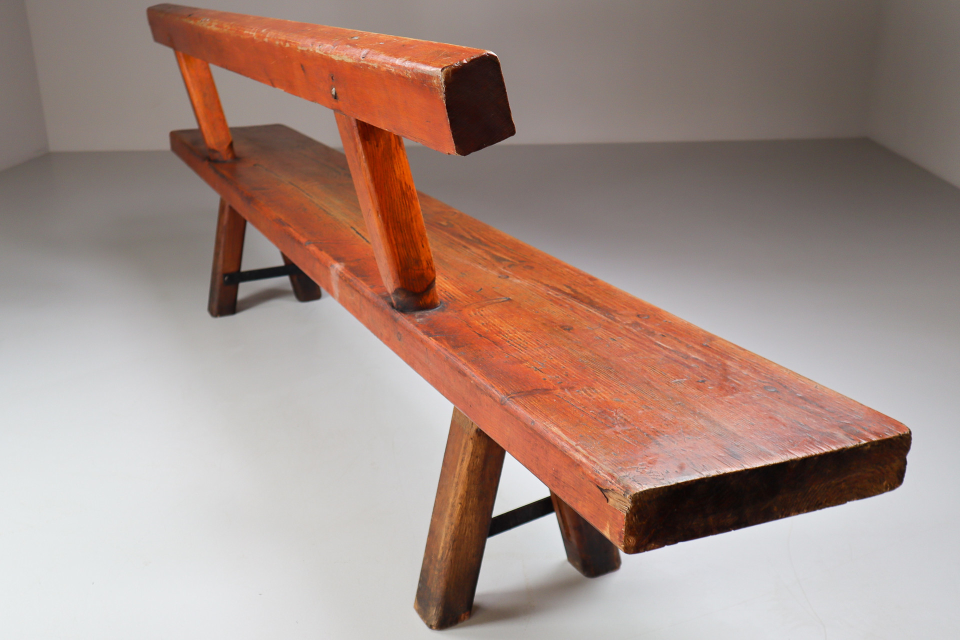 Primitive Pinewood Bench, France 1960s Mid-20th Century Mid-20th century