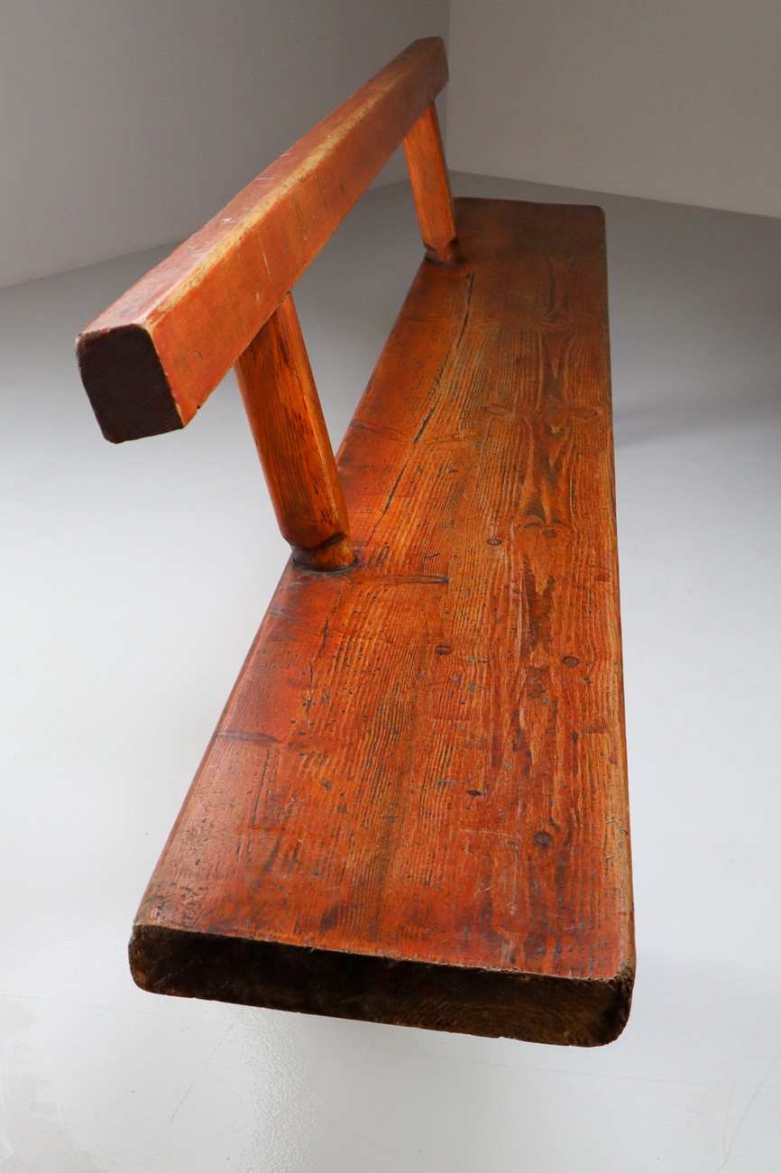 Primitive Pinewood Bench, France 1960s Mid-20th Century Mid-20th century