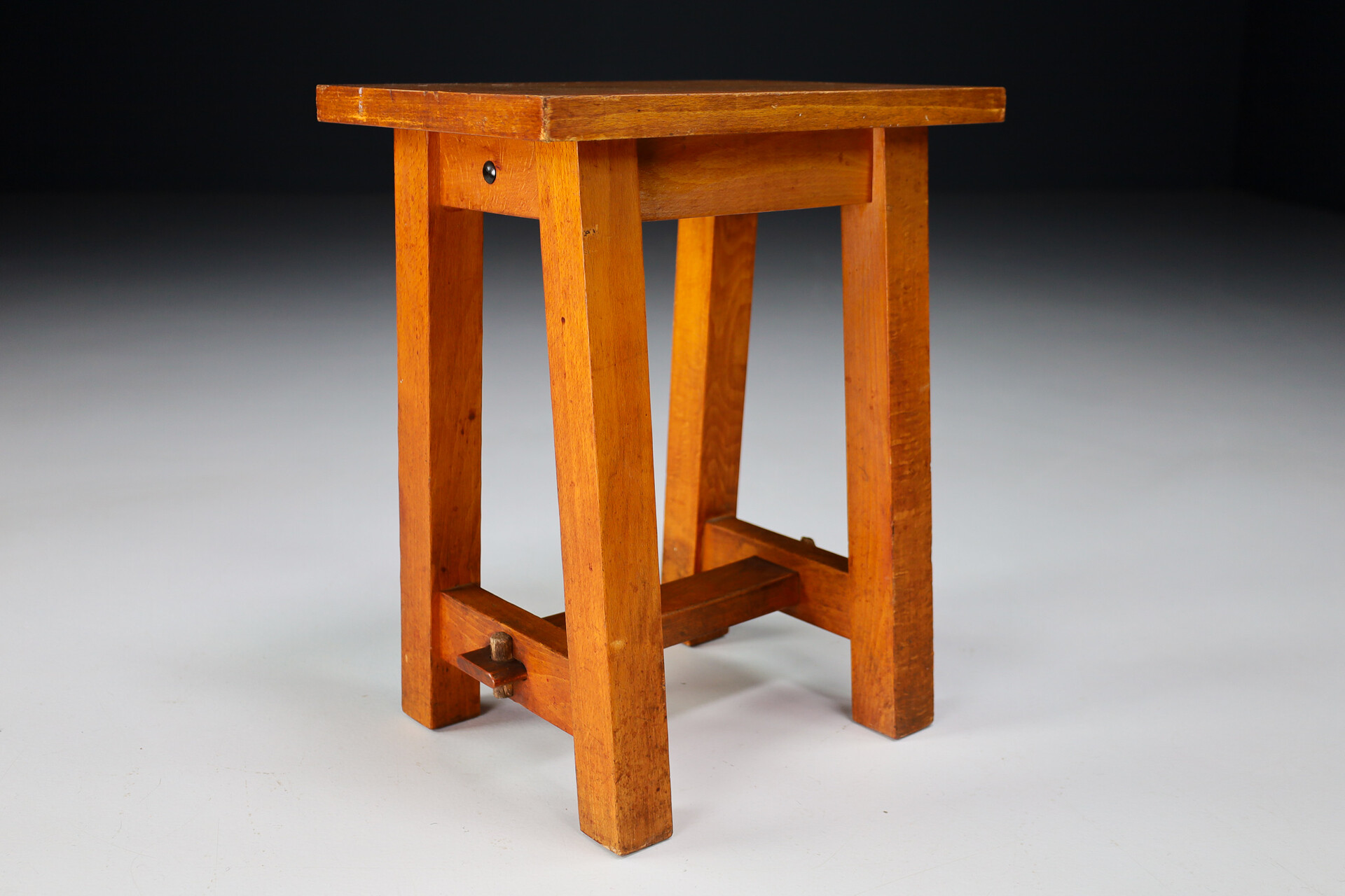 Primitive Set/4 wooden stools , France 1950s Mid-20th century