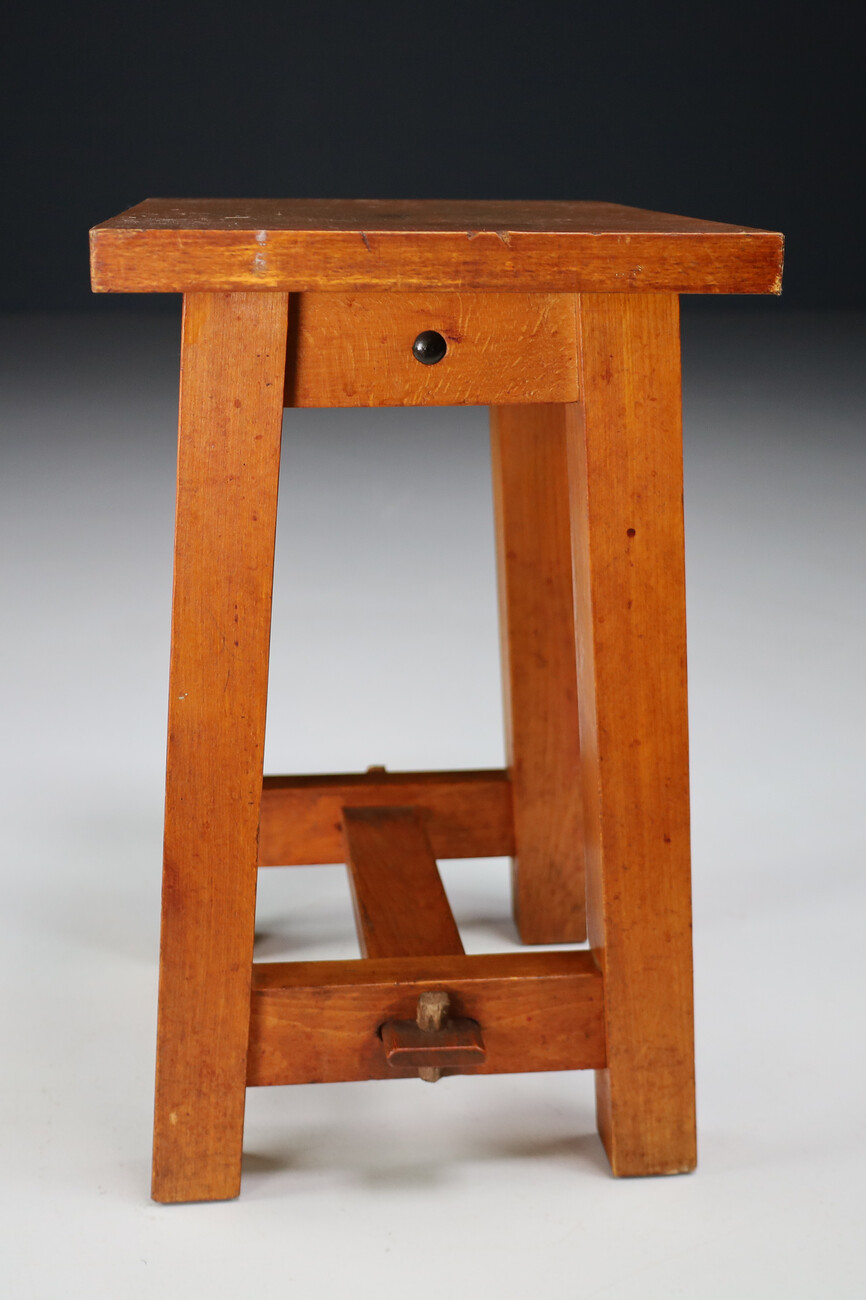 Primitive Set/4 wooden stools , France 1950s Mid-20th century