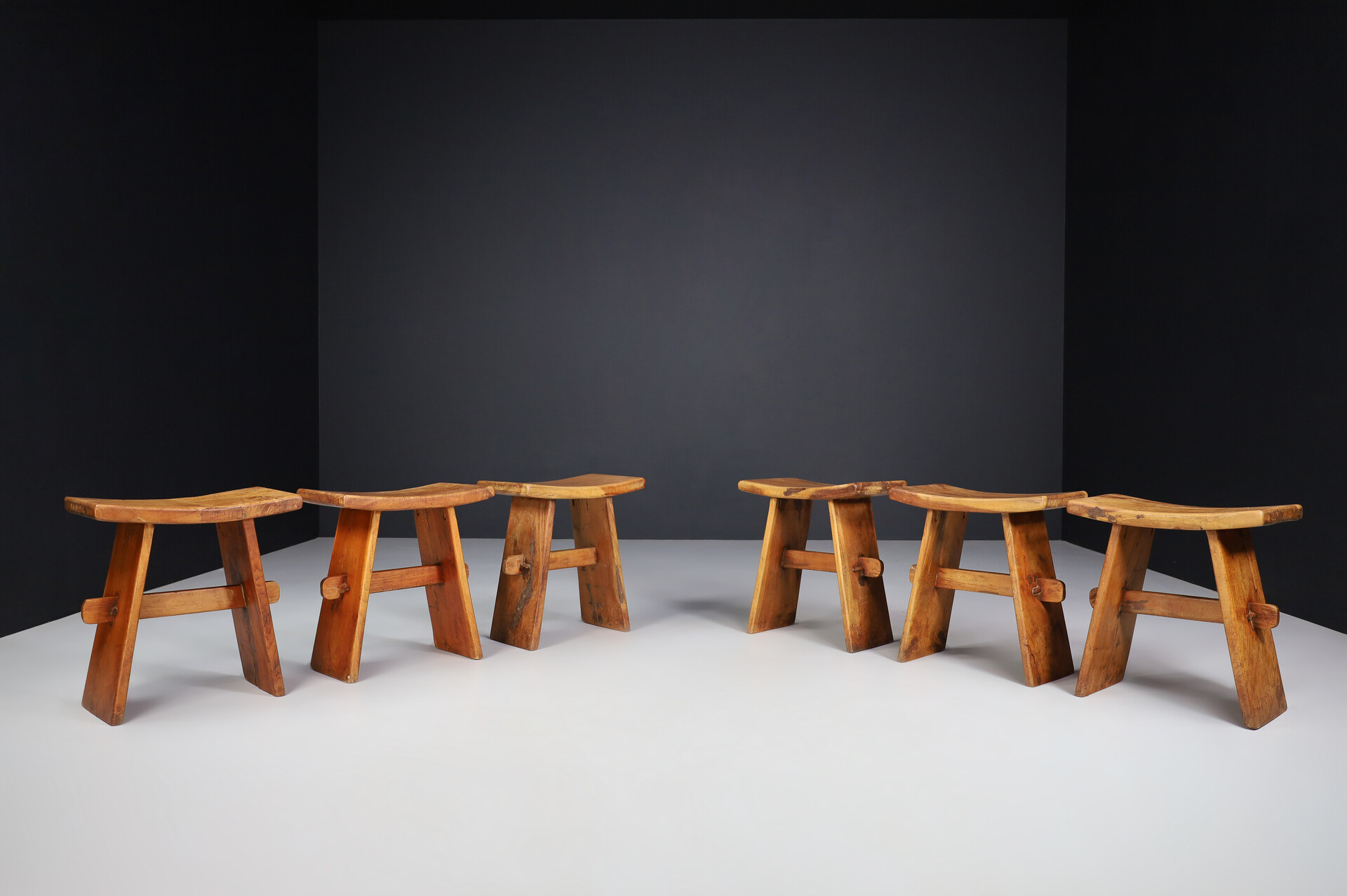 Primitive Wooden stools, France 1960s Mid-20th century