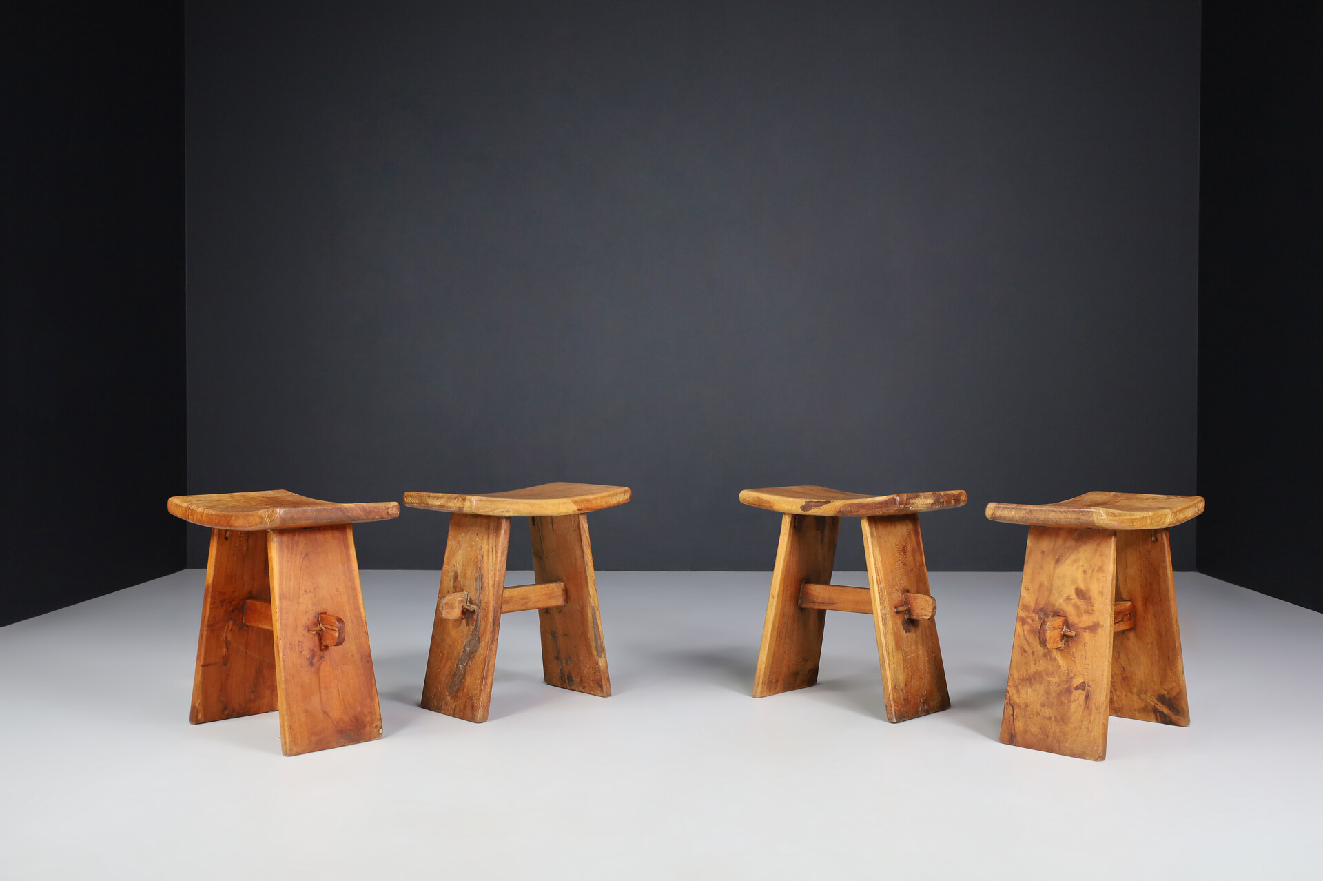 Primitive Wooden stools, France 1960s Mid-20th century
