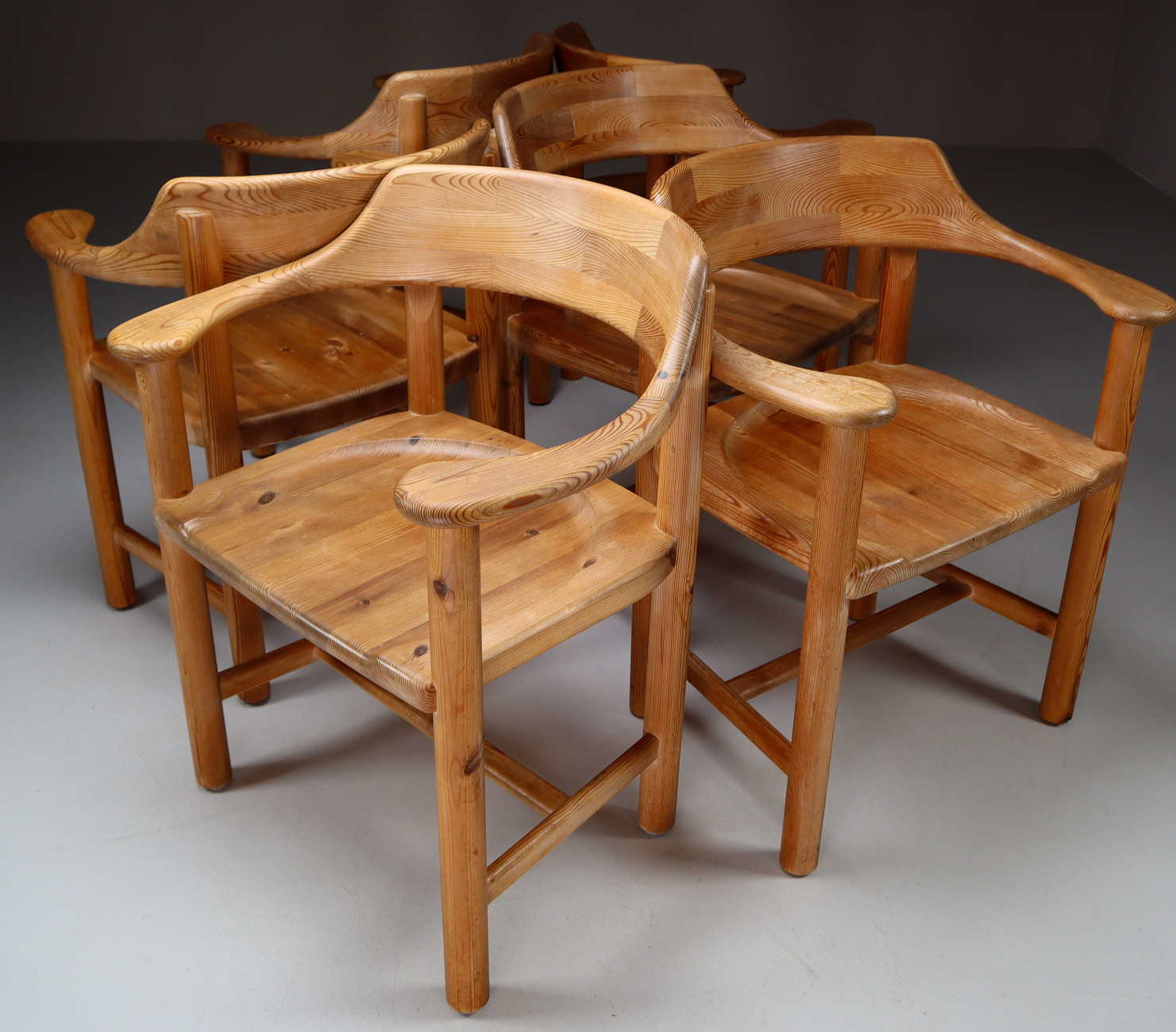 Rainer Daumiller Set of Six Pine Dining Chairs Denmark 1970s Mid-20th century