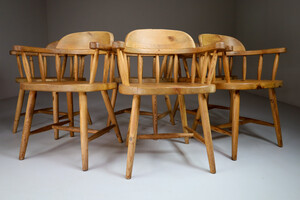 Rainer Daumiller style Set Of Six Pine Dining Chairs Denmark 1970s Late-20th century