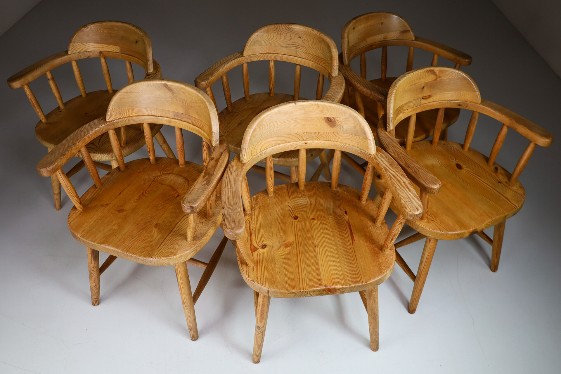 Rainer Daumiller style Set Of Six Pine Dining Chairs Denmark 1970s Late-20th century