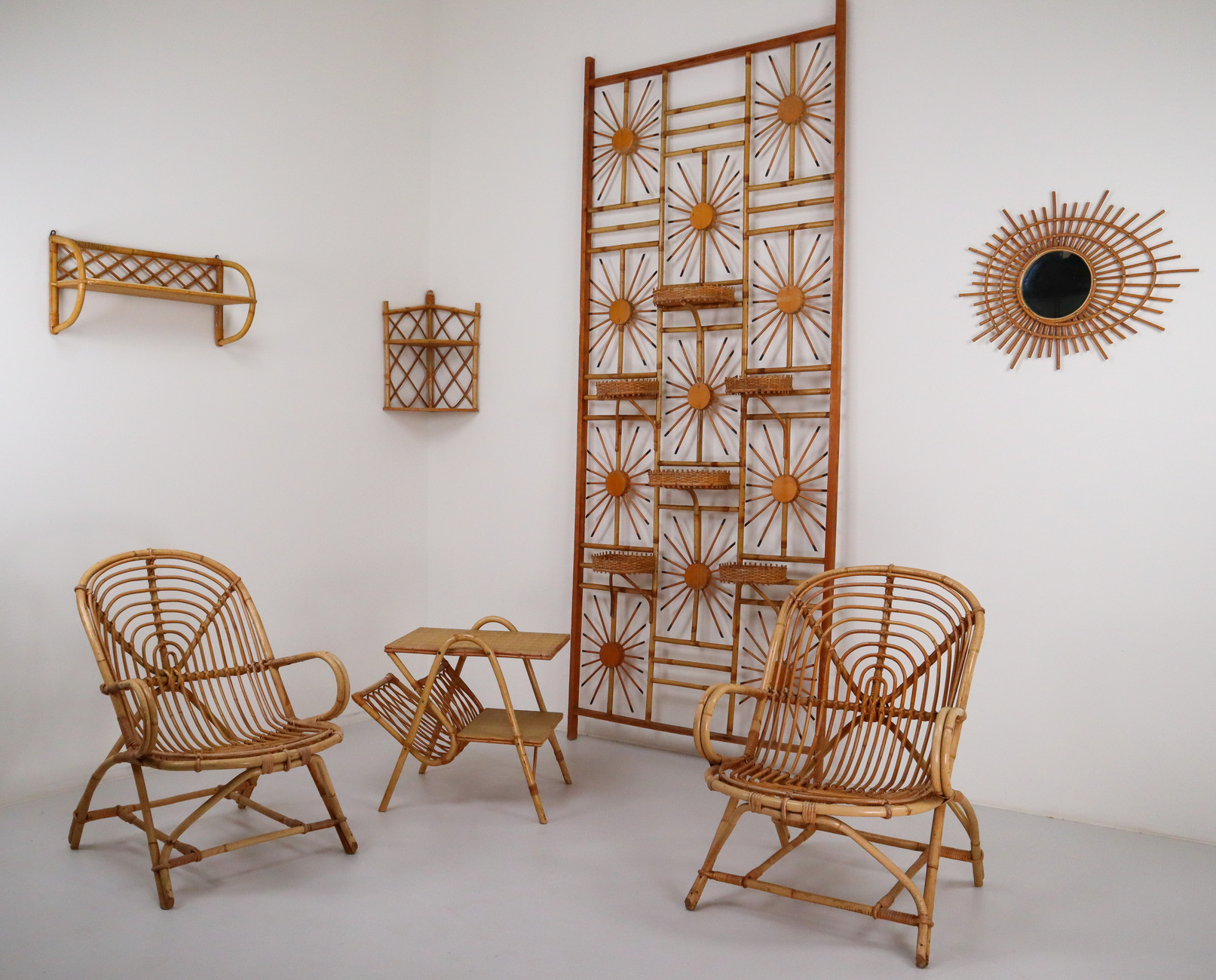 Rattan And Bamboo set of 7 items , France 1960s Mid-20th century