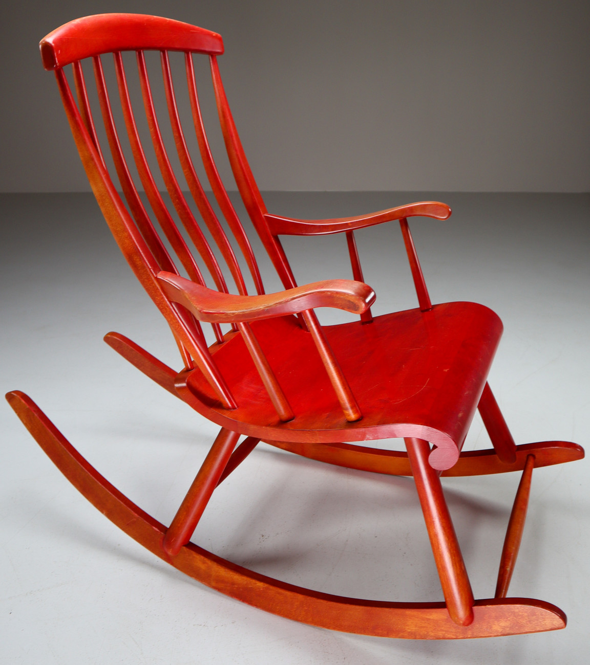 Red Vintage Scandinavian Design Rocking chair By Asko 1960s Finland Mid-20th century