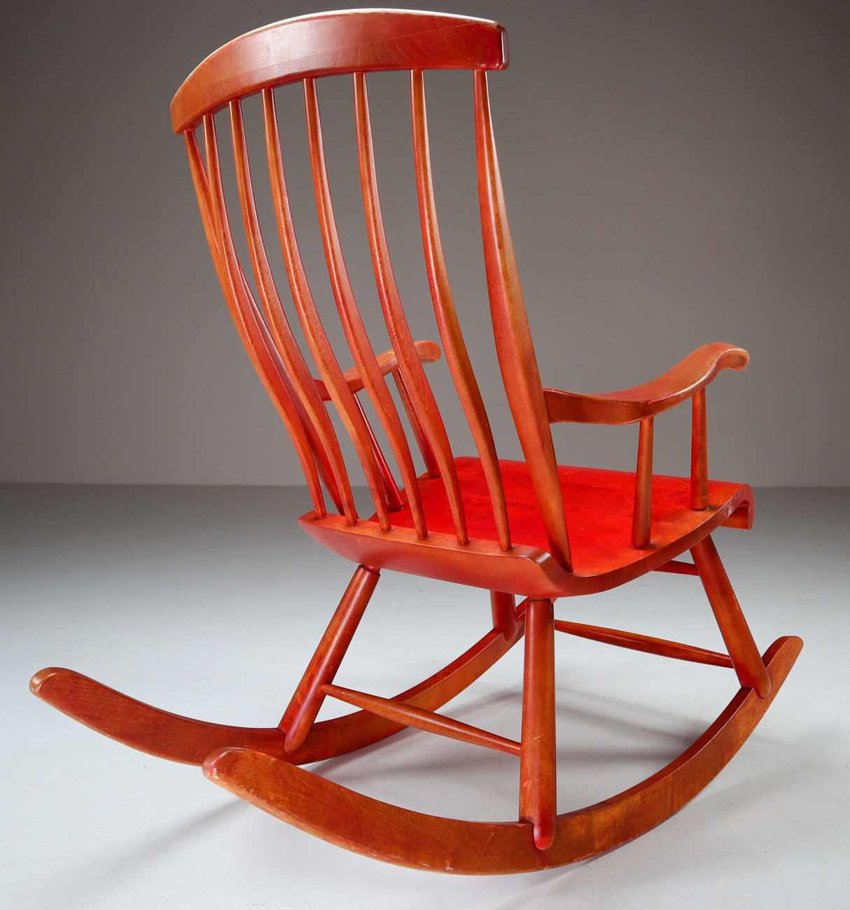Red Vintage Scandinavian Design Rocking chair By Asko 1960s Finland Mid-20th century