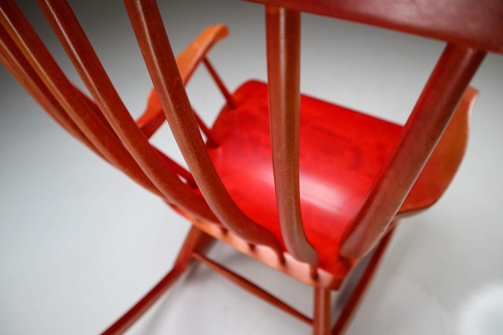 Red Vintage Scandinavian Design Rocking chair By Asko 1960s Finland Mid-20th century