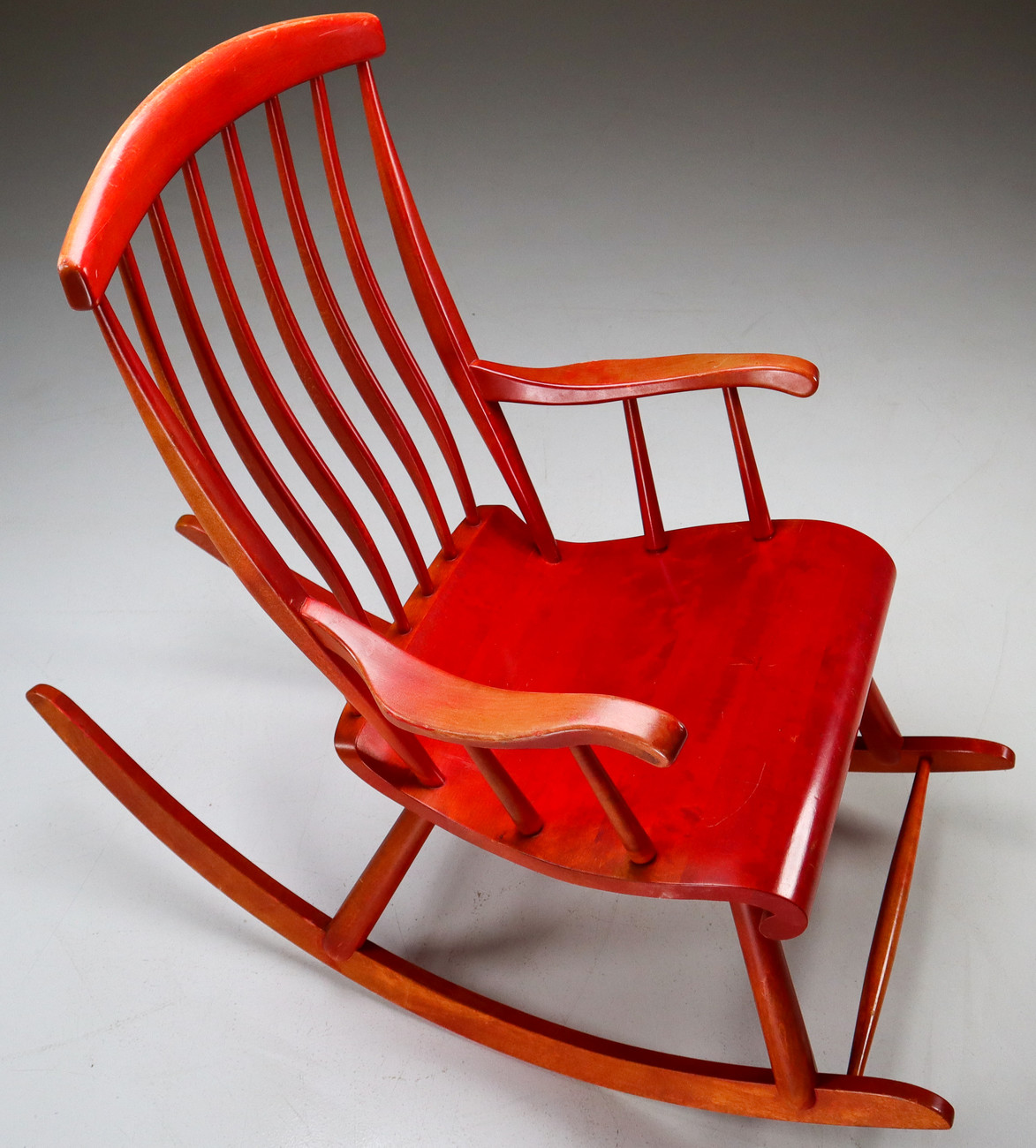 Red Vintage Scandinavian Design Rocking chair By Asko 1960s Finland Mid-20th century