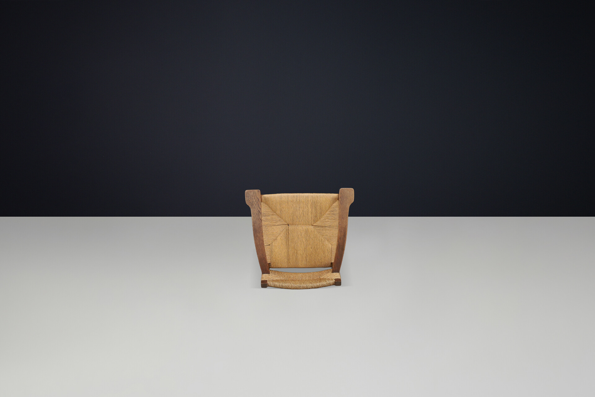 Rustic French Provincial Oak and Rush Armchair, 1940s Mid-20th century