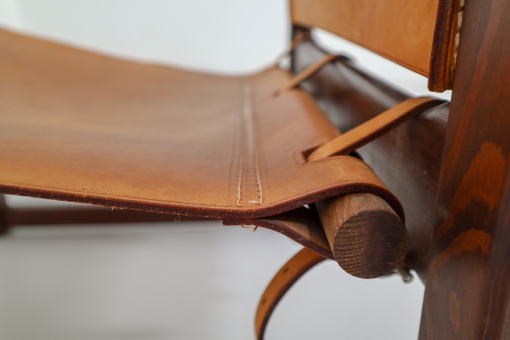 Safari Lounge Chairs in Patinated Cognac Saddle Leather, 1970s