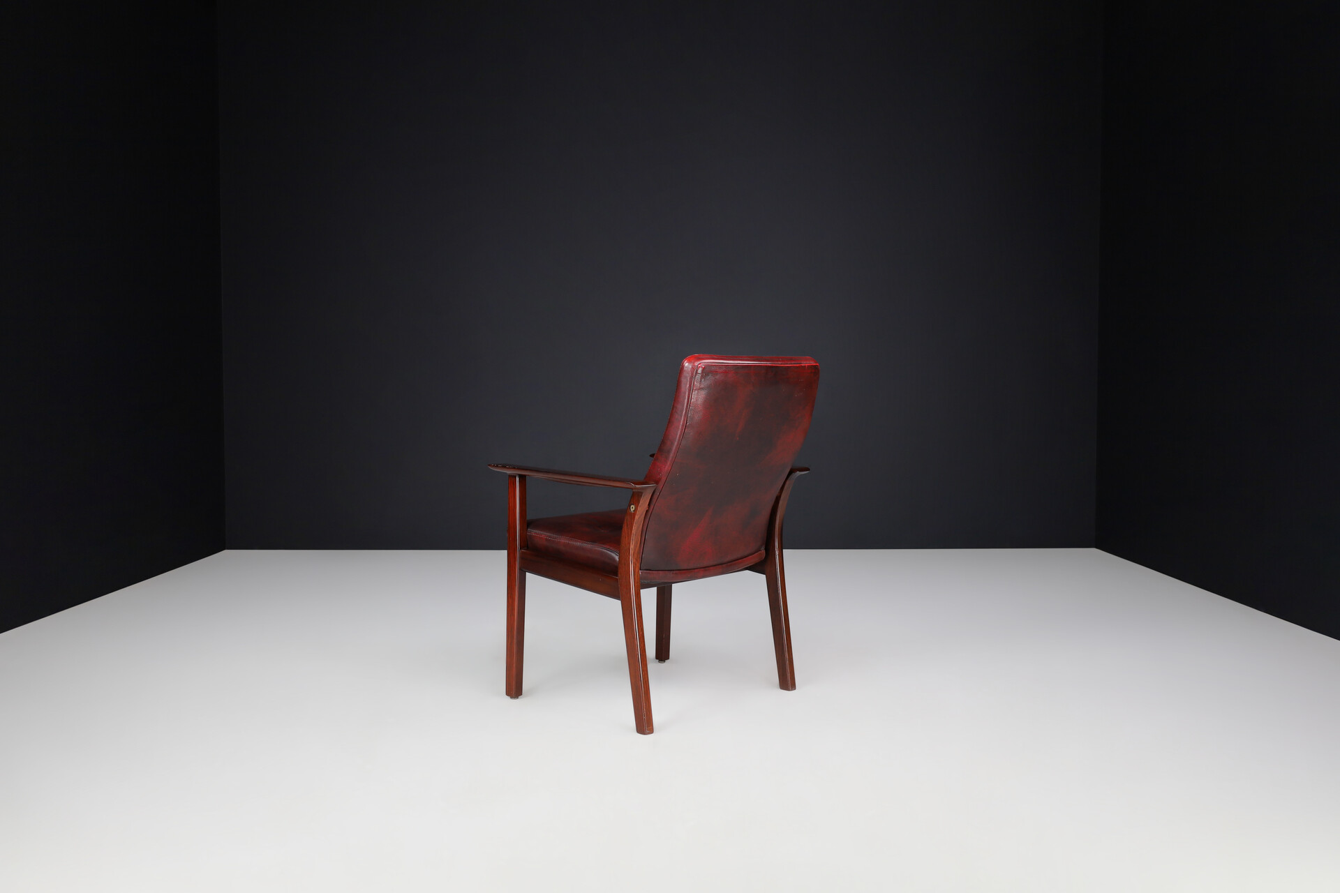 Scandinavian modern Arne Vodder Set of 4 Leather Armchairs for Sibast, 1960s Denmark Mid-20th century