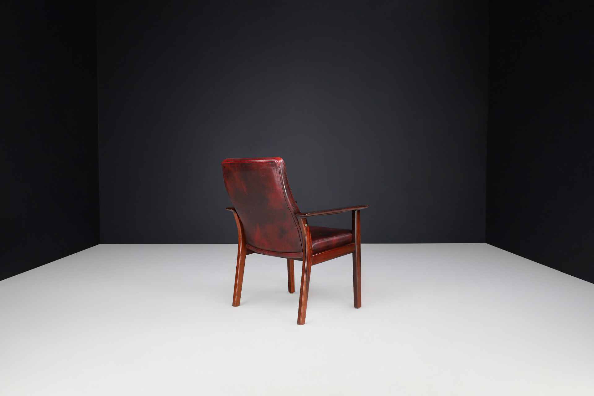 Scandinavian modern Arne Vodder Set of 4 Leather Armchairs for Sibast, 1960s Denmark Mid-20th century