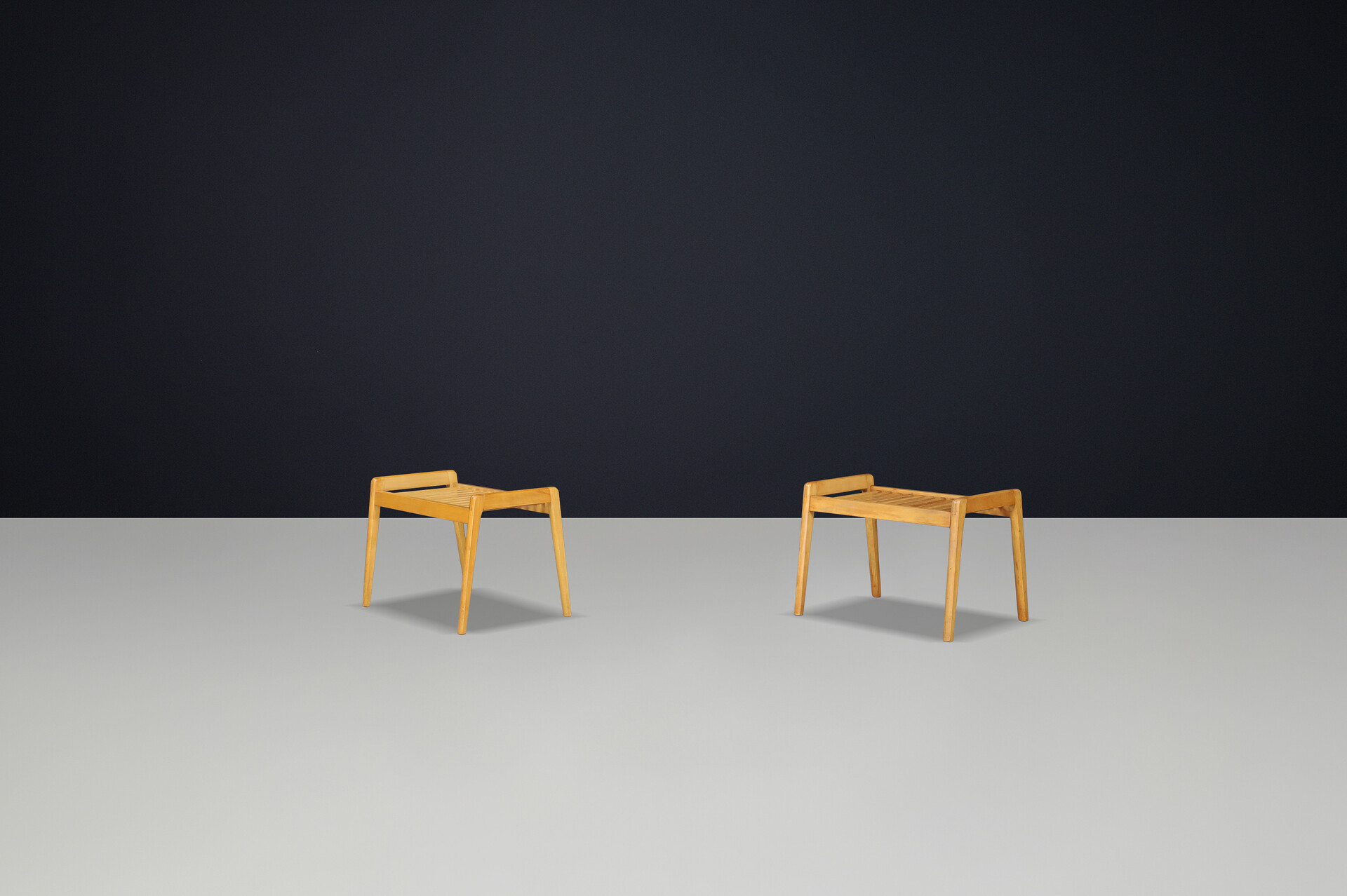 Scandinavian modern Beech stools, Denmark 1960s Mid-20th century