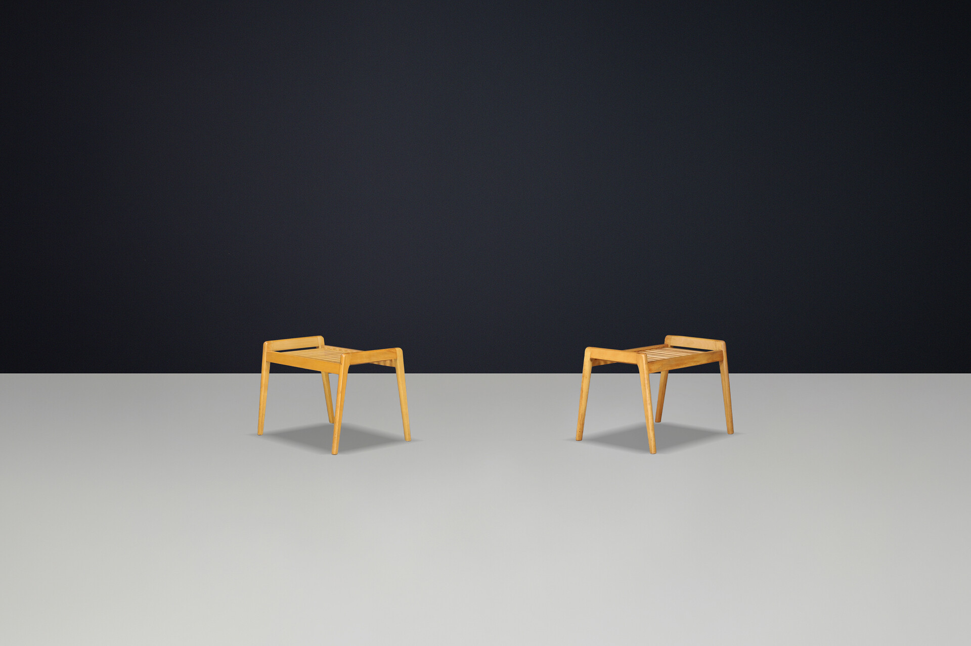 Scandinavian modern Beech stools, Denmark 1960s Mid-20th century
