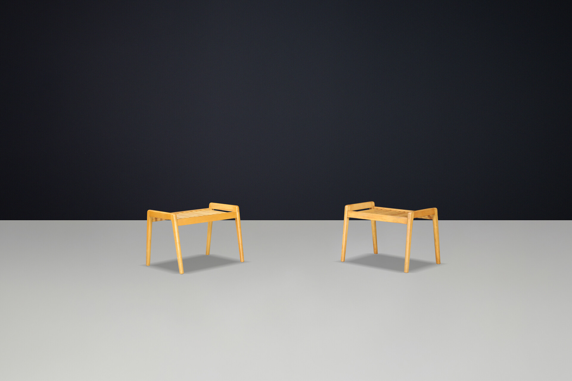 Scandinavian modern Beech stools, Denmark 1960s Mid-20th century