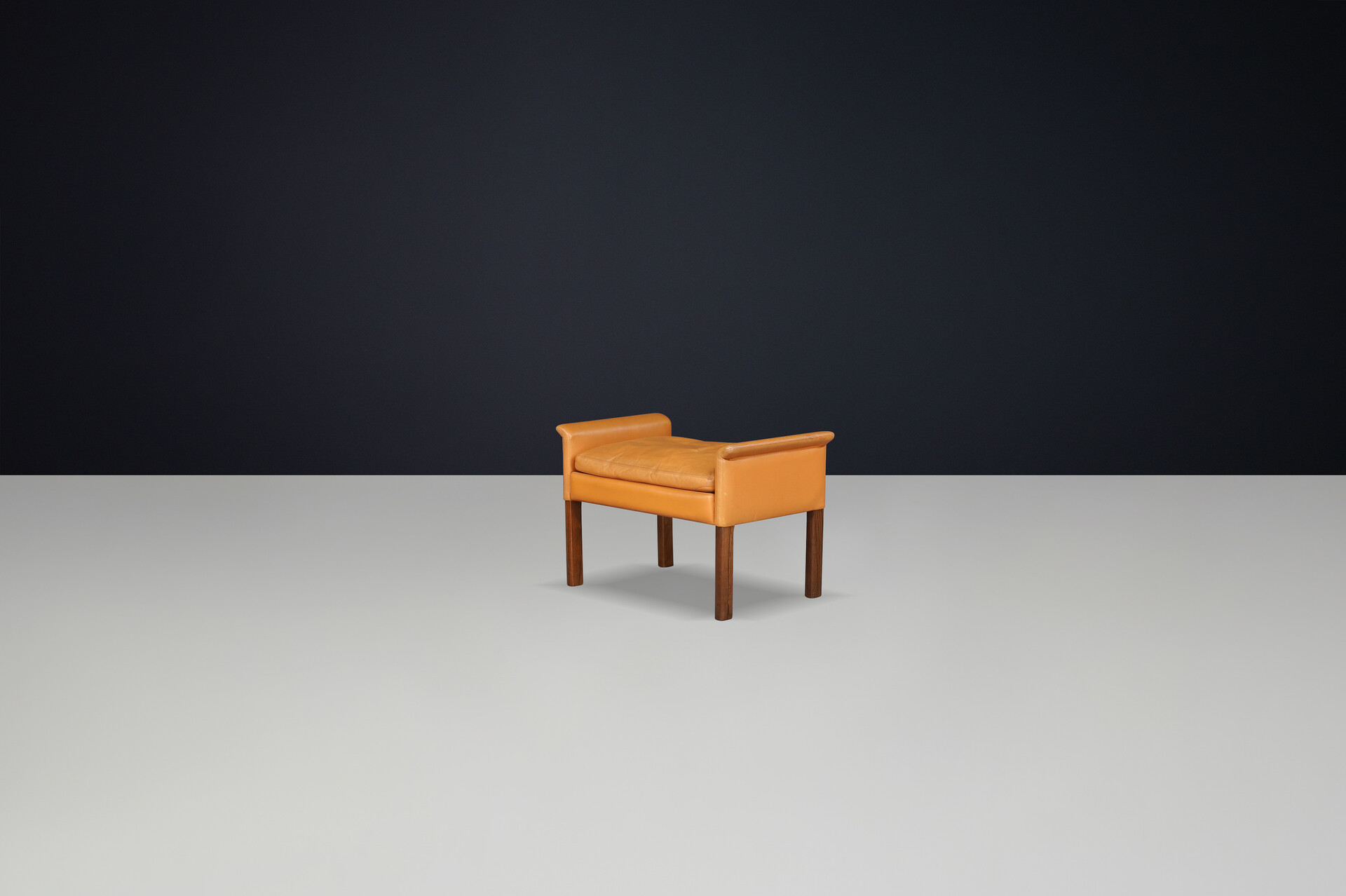 Scandinavian modern Cognac Leather ottoman by Hans Olsen for Cs Møbler, 1960s Mid-20th century