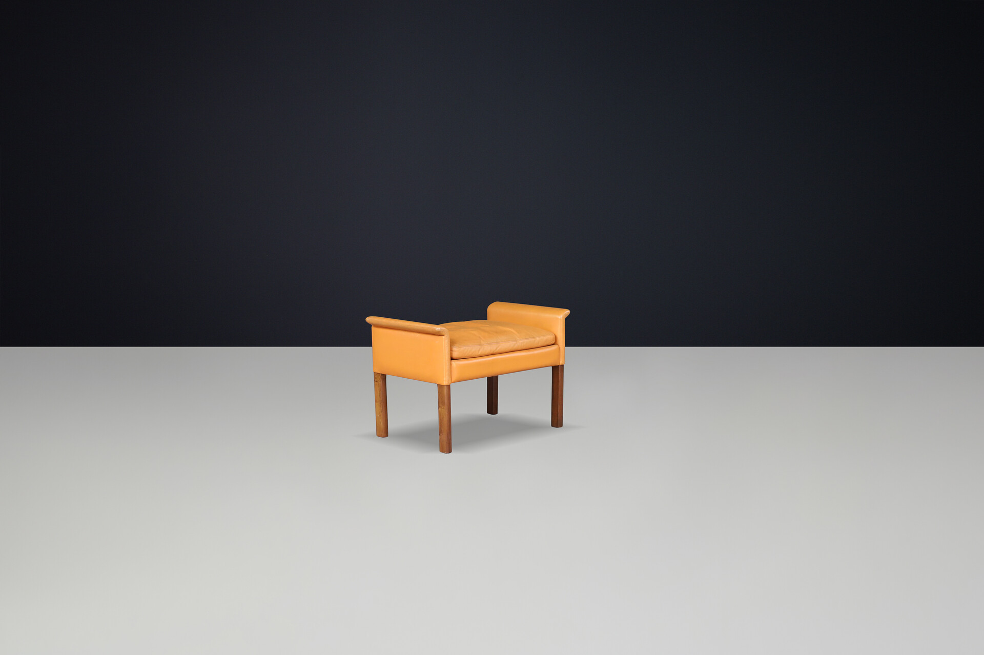 Scandinavian modern Cognac Leather ottoman by Hans Olsen for Cs Møbler, 1960s Mid-20th century