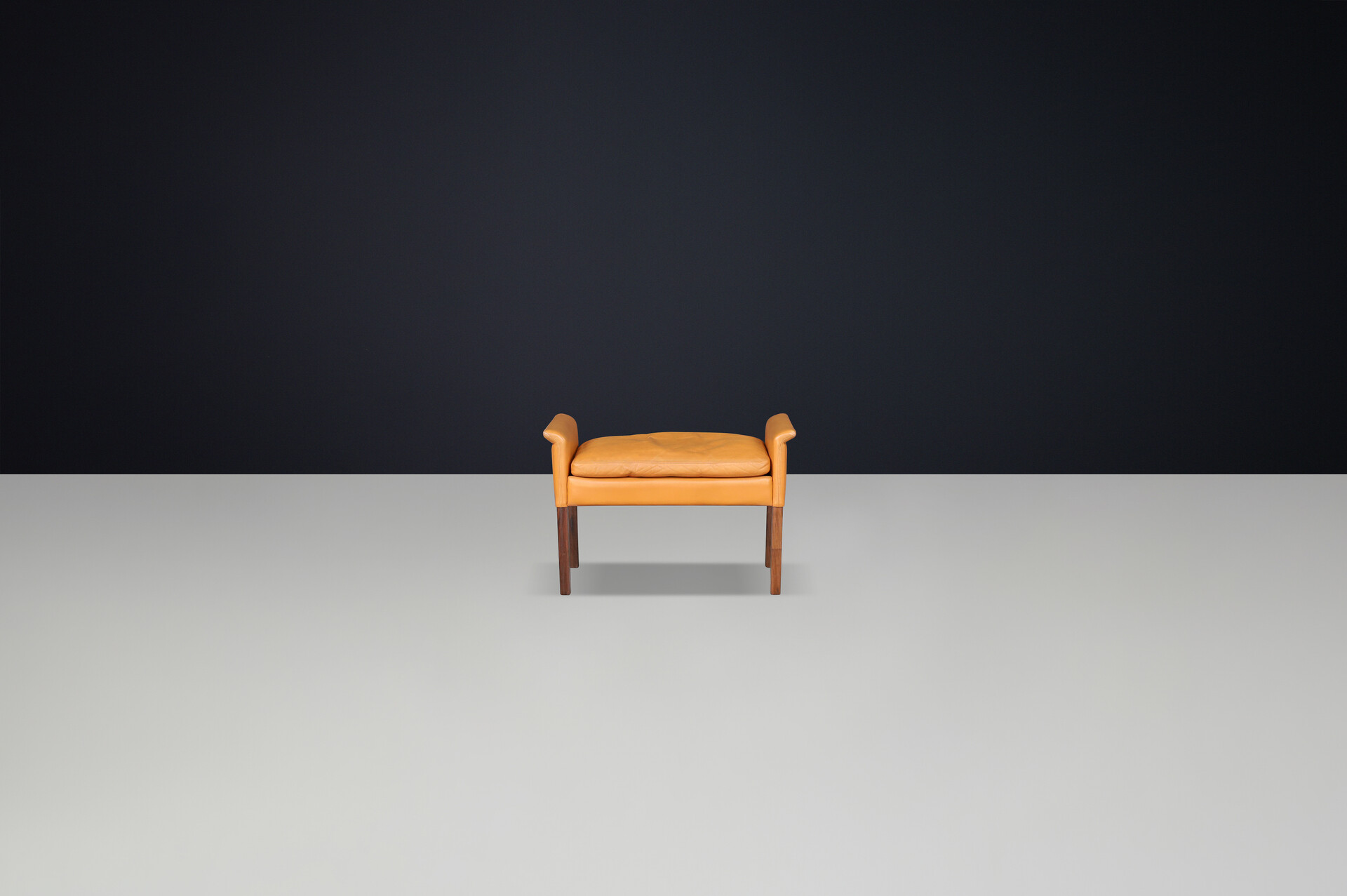Scandinavian modern Cognac Leather ottoman by Hans Olsen for Cs Møbler, 1960s Mid-20th century