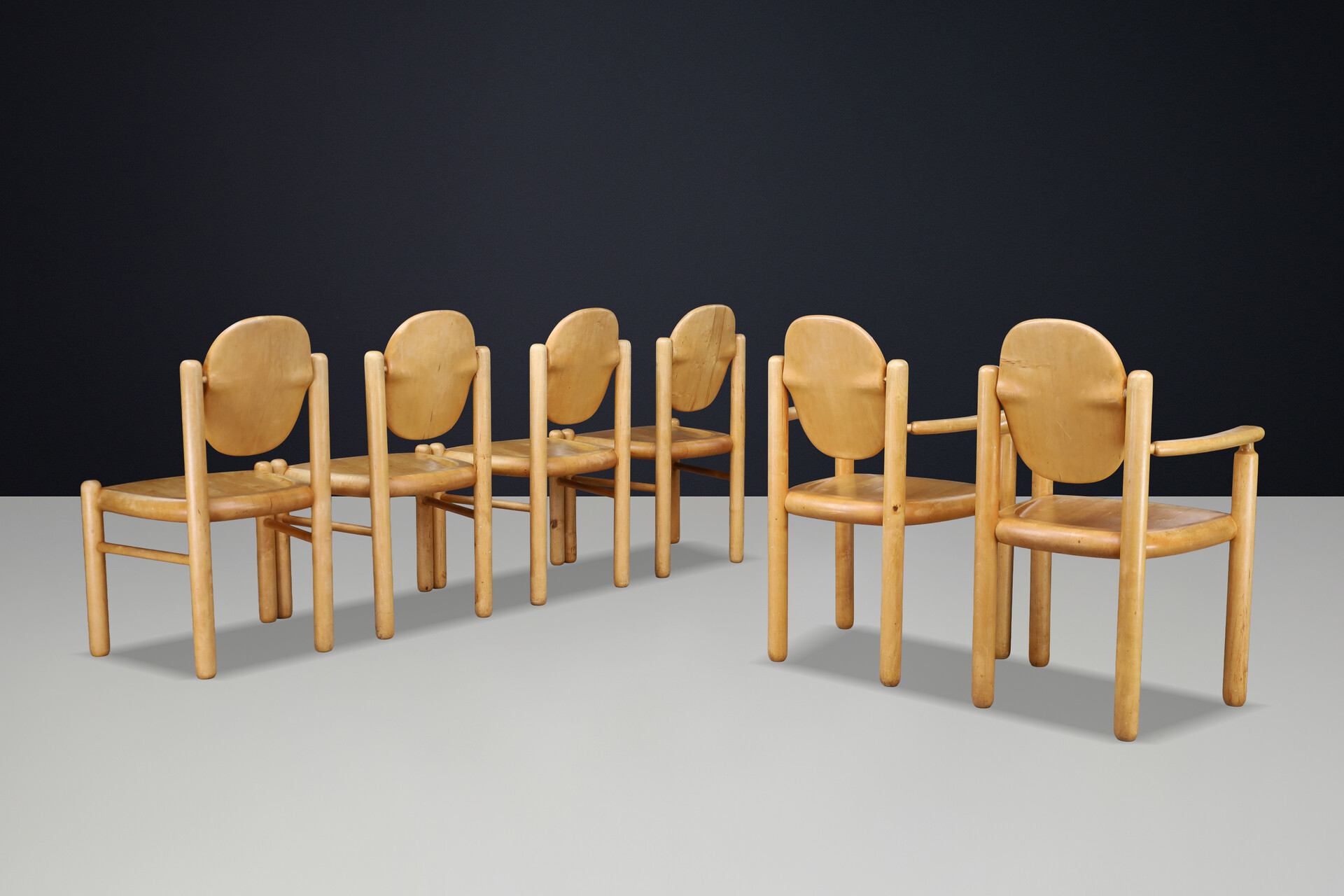 Scandinavian modern Danish Modern Sculptural Beechwood Dining Chairs by Vamdrup Stolefabrik 1970s Late-20th century