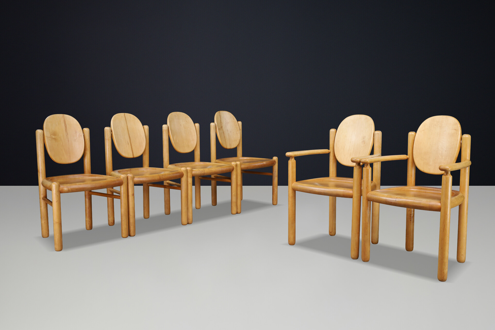 Scandinavian modern Danish Modern Sculptural Beechwood Dining Chairs by Vamdrup Stolefabrik 1970s Late-20th century