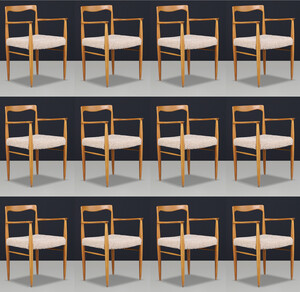 Scandinavian modern Dining room chairs by Sedláček & Vyčítal in teddy upholstery, Czechoslovakia, 1970s Late-20th century