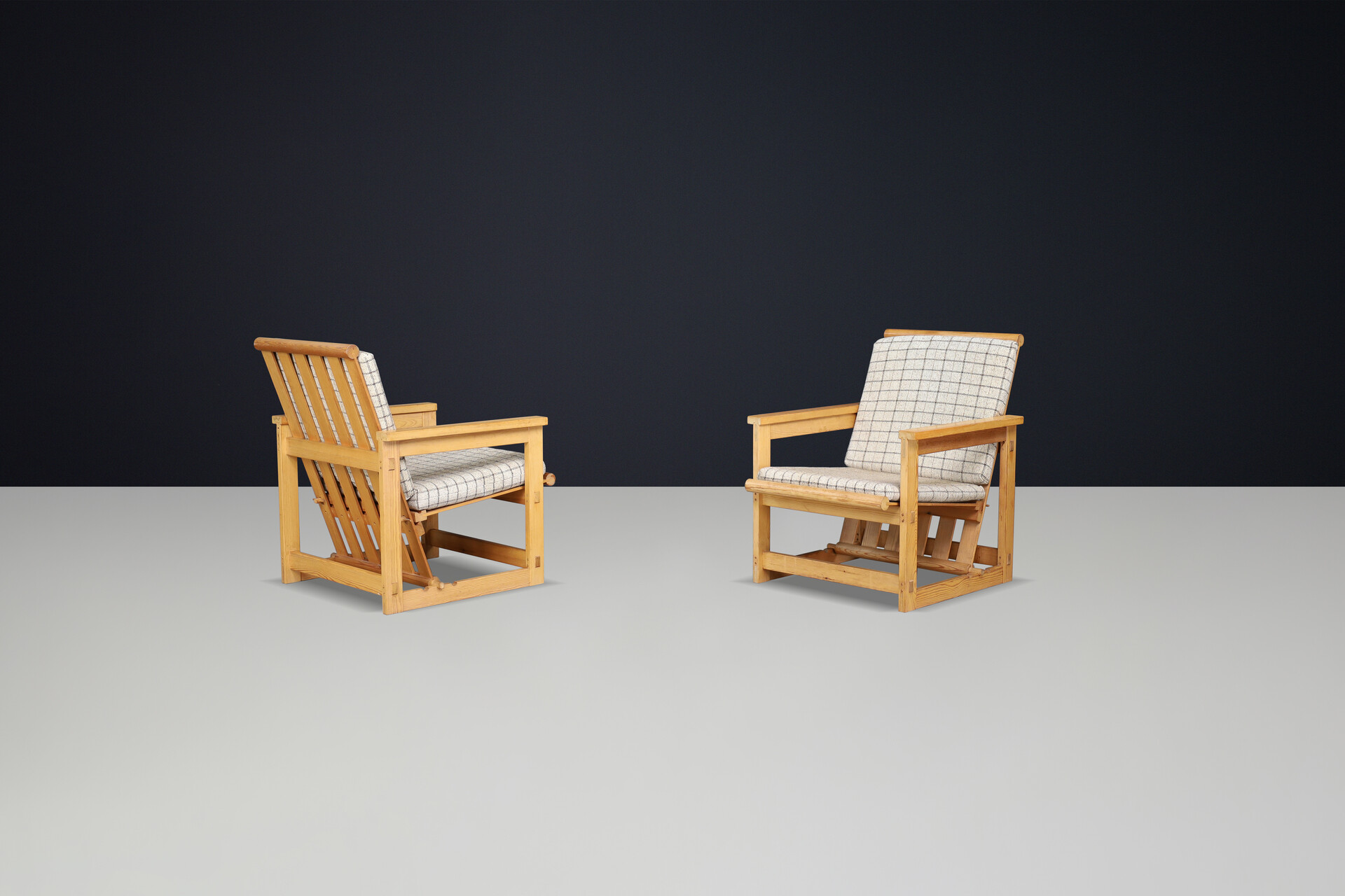 Scandinavian modern Edvin Helseth Lounge Chairs in Pine, Model 