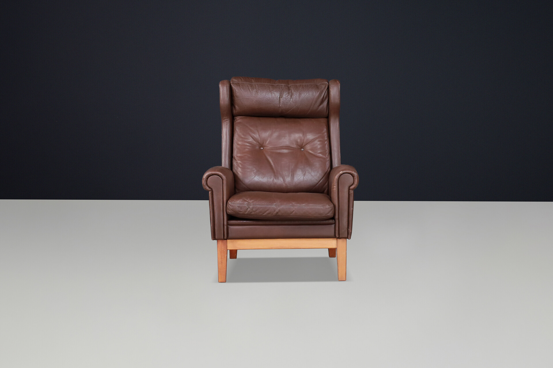 Scandinavian modern “Nestor” Leather Wingback Lounge Chair by Bengt Ruda for IKEA, Sweden, 1960s Mid-20th century