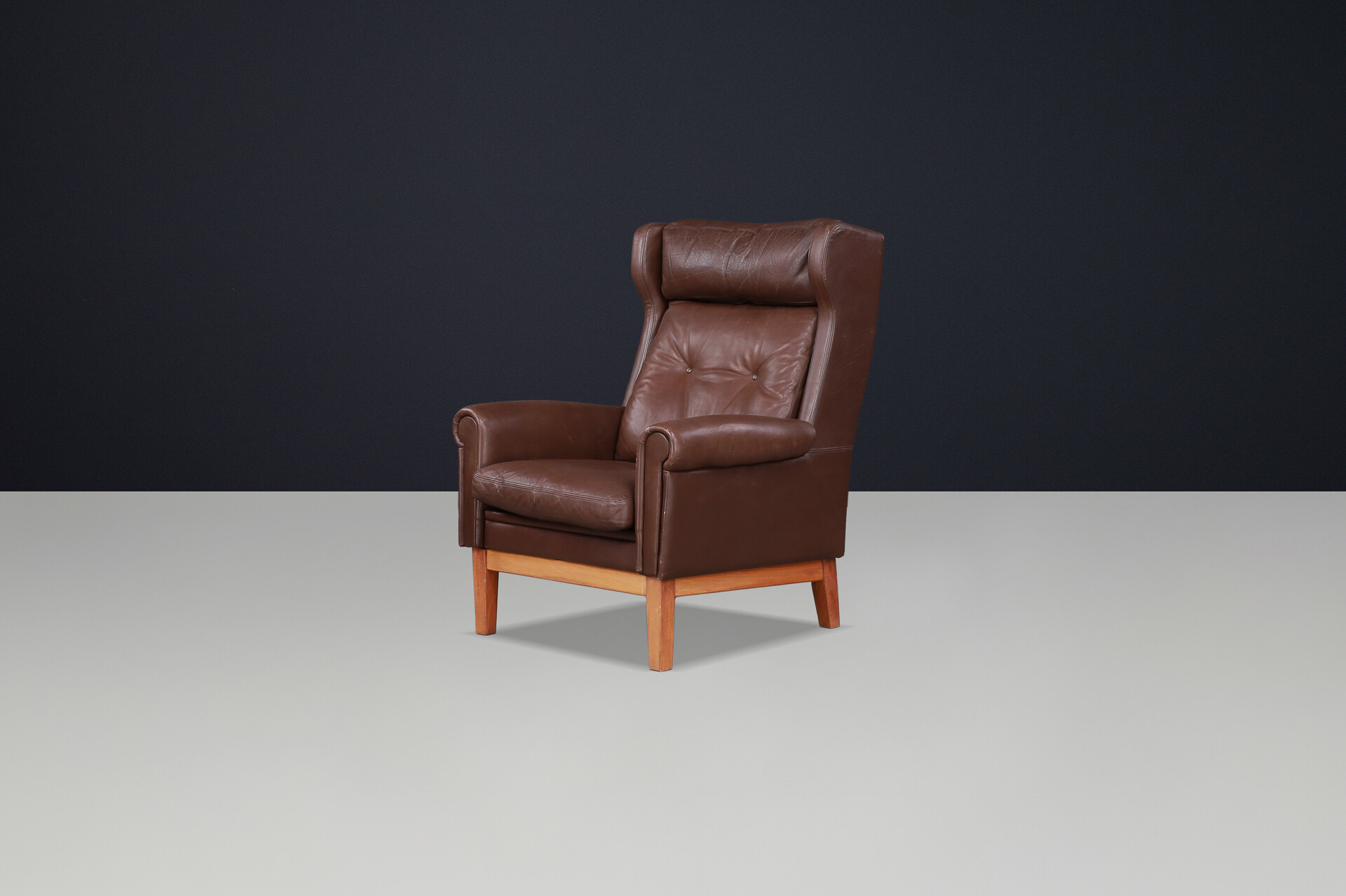 Scandinavian modern “Nestor” Leather Wingback Lounge Chair by Bengt Ruda for IKEA, Sweden, 1960s Mid-20th century
