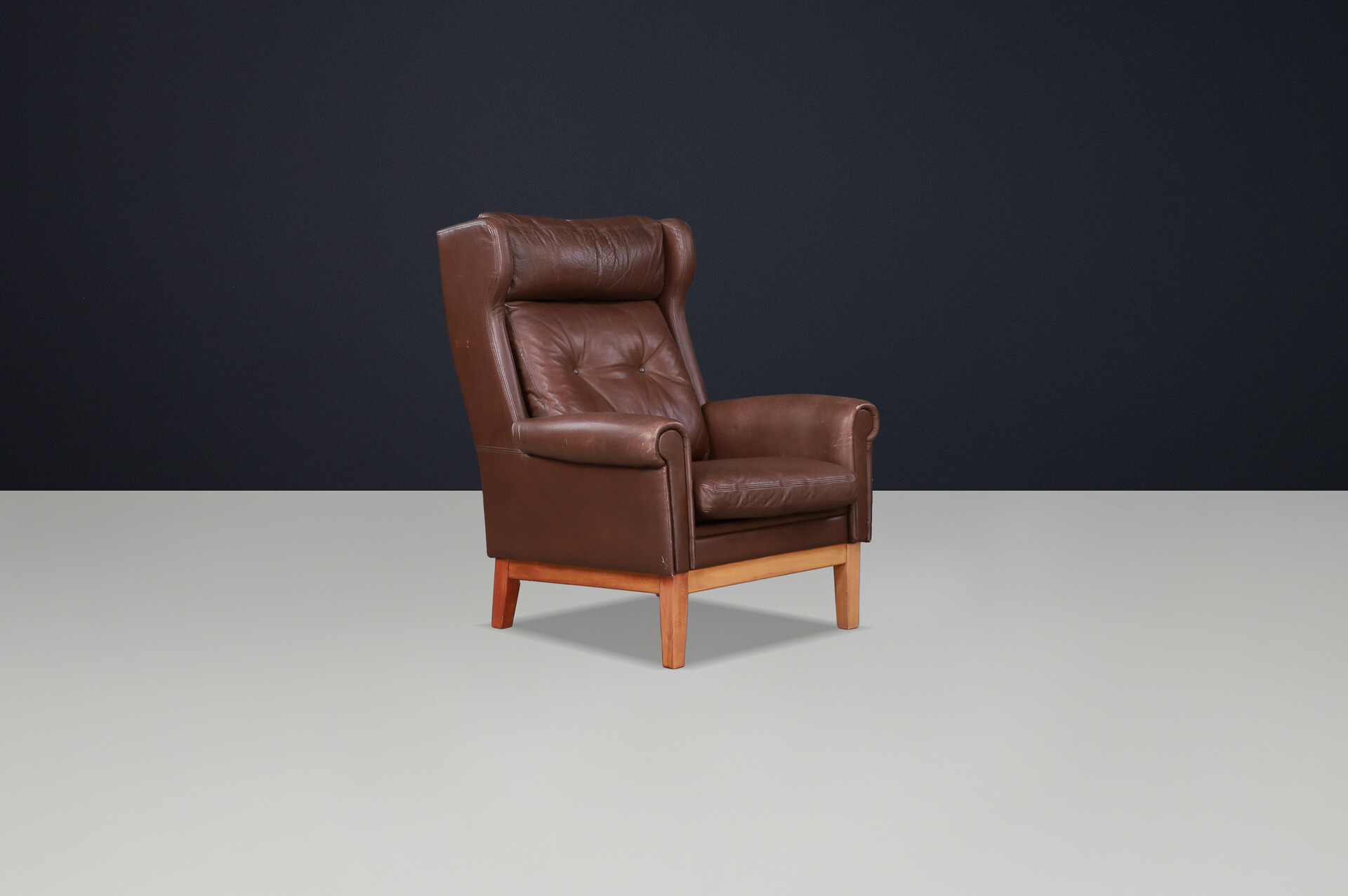 Scandinavian modern “Nestor” Leather Wingback Lounge Chair by Bengt Ruda for IKEA, Sweden, 1960s Mid-20th century