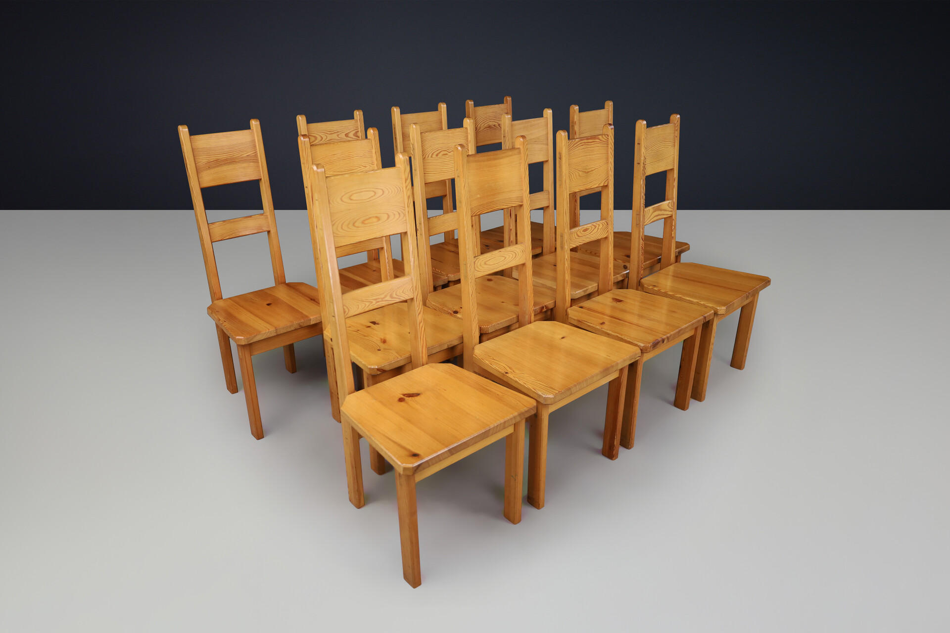 Scandinavian modern Roland Wilhelmsson for Karl Andersson & Söner Solid Pine Wood Chairs Sweden 1970 Late-20th century