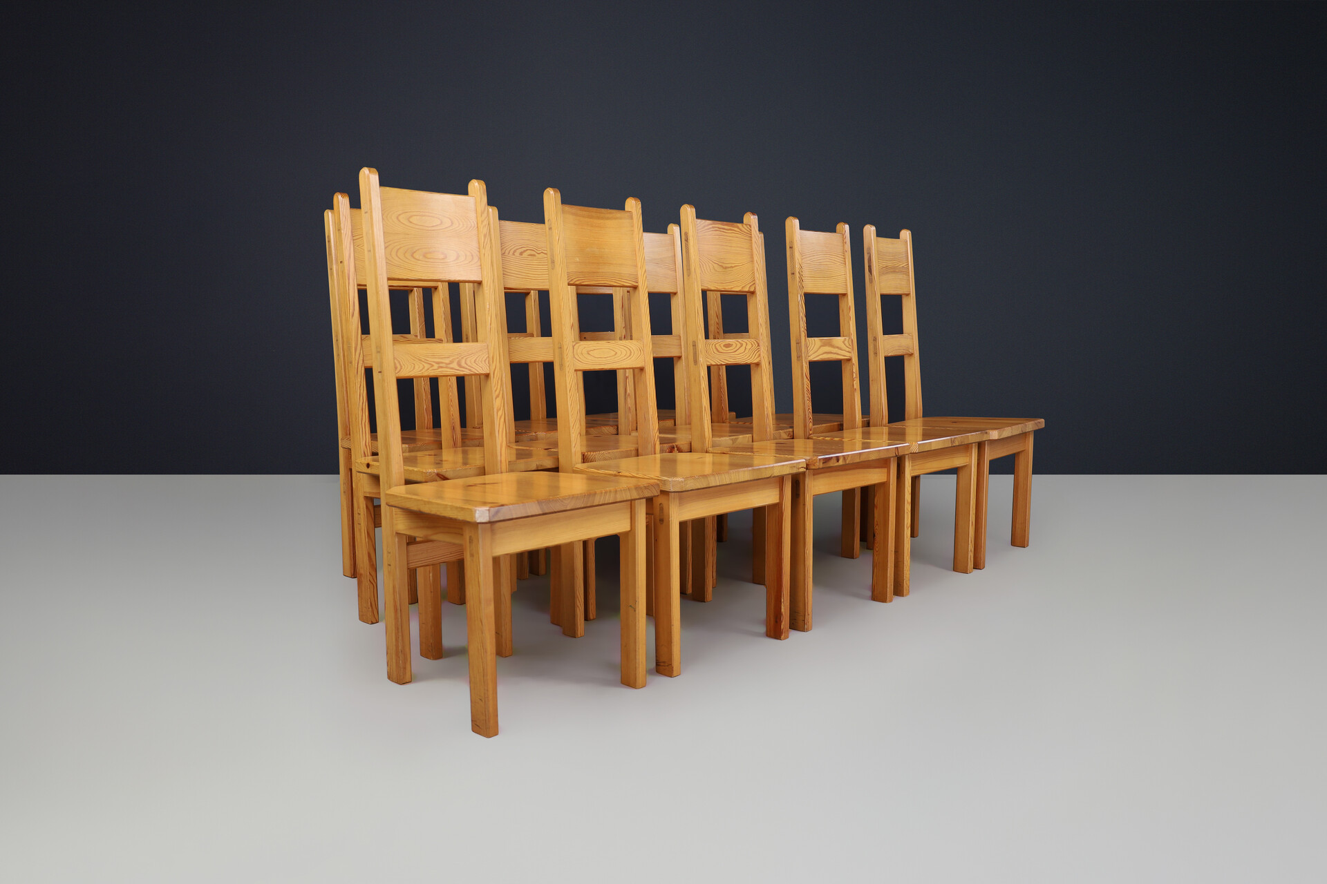 Scandinavian modern Roland Wilhelmsson for Karl Andersson & Söner Solid Pine Wood Chairs Sweden 1970 Late-20th century