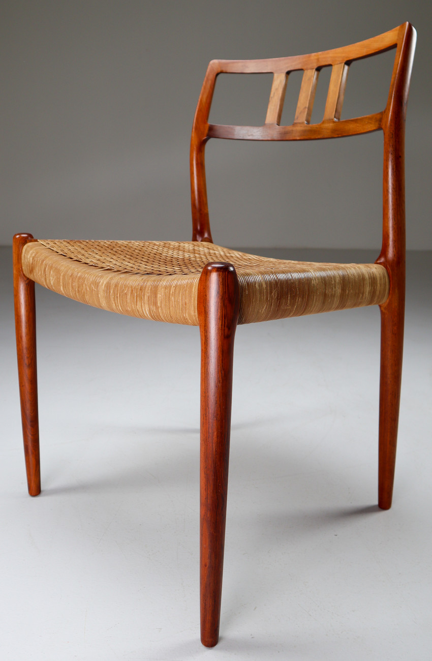 Scandinavian Modern Set of 2 Chairs Niels Moller Rosewood No.79 with leather seat Denmark 1960s Mid-20th century