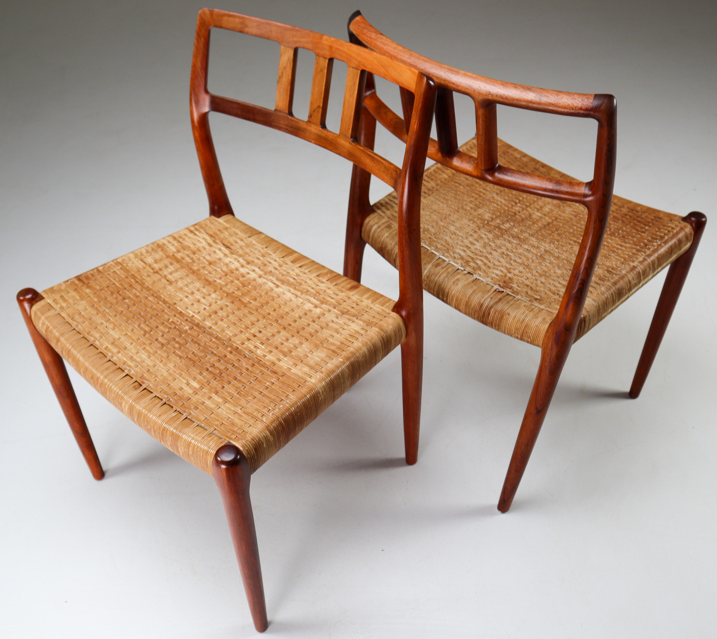 Scandinavian Modern Set of 2 Chairs Niels Moller Rosewood No.79 with leather seat Denmark 1960s Mid-20th century