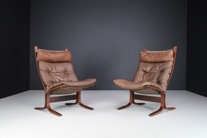 Scandinavian modern “Westnofa” Lounge Chairs in Leather by Ingmar Relling, Norway 1960s Mid-20th century
