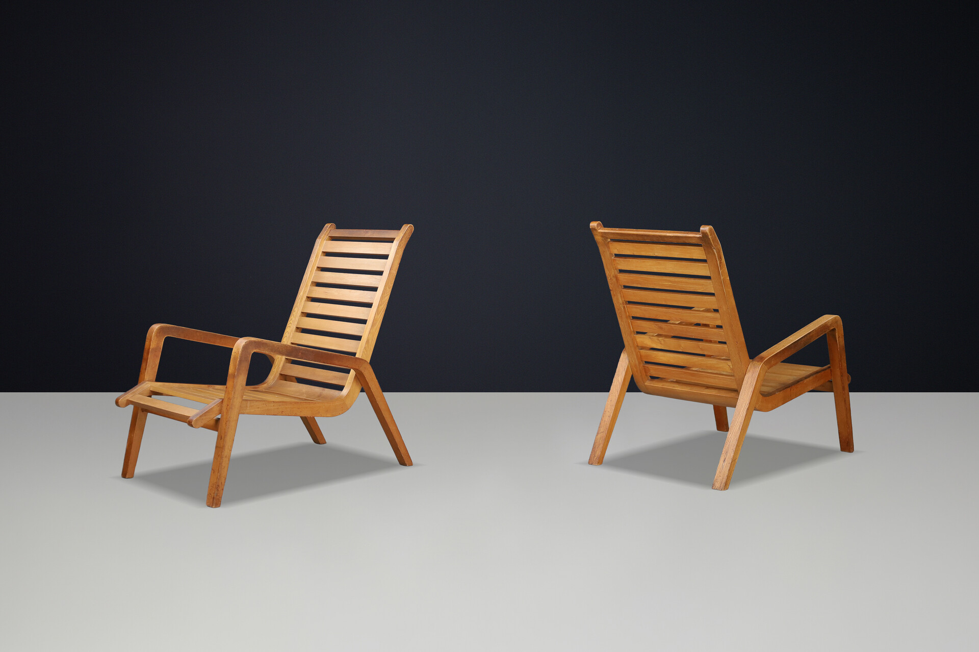 Sculptural Ashwood Lounge Chairs by Jan Vaněk, Czech Republic, 1960s Mid-20th century