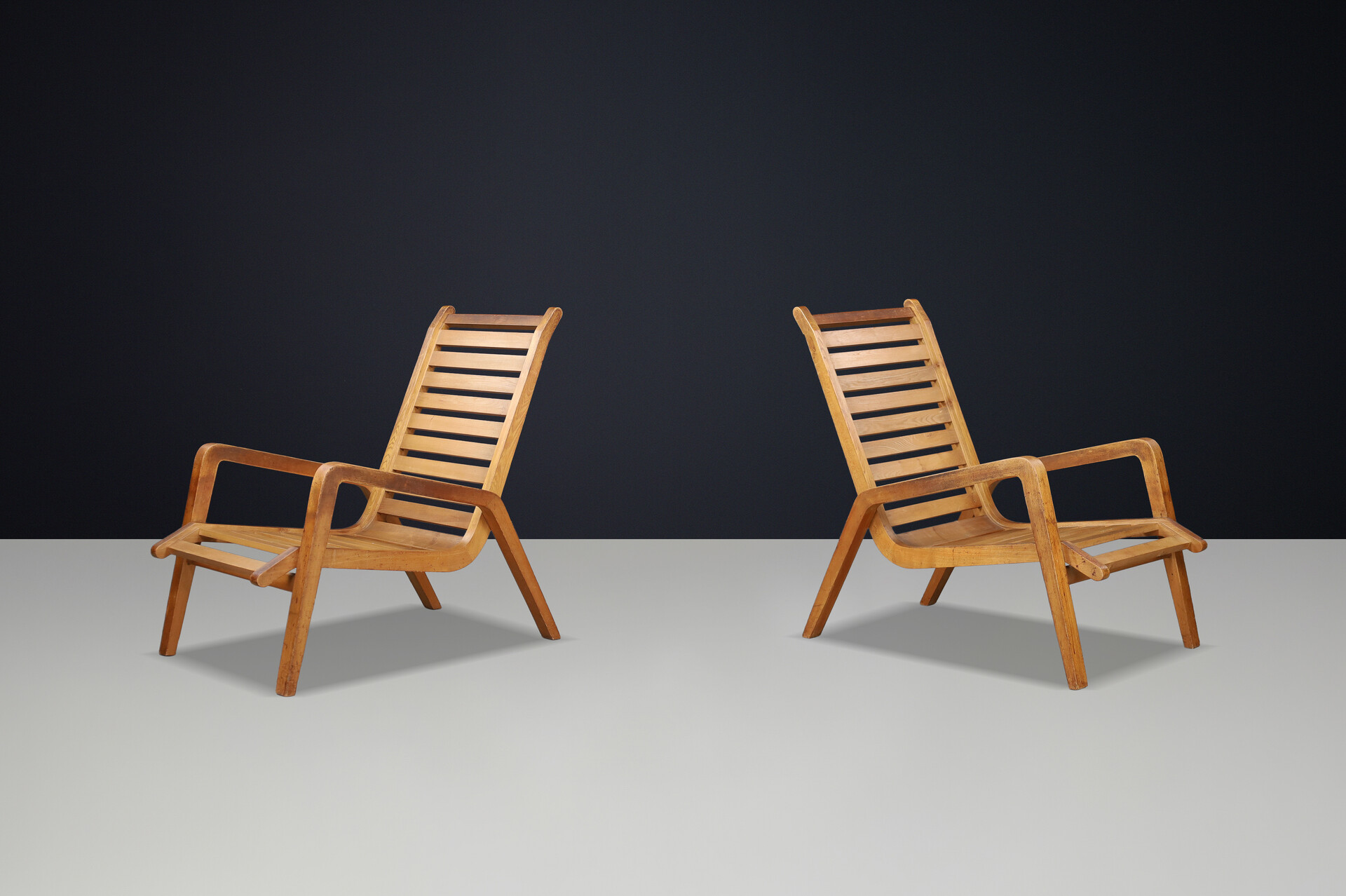 Sculptural Ashwood Lounge Chairs by Jan Vaněk, Czech Republic, 1960s Mid-20th century