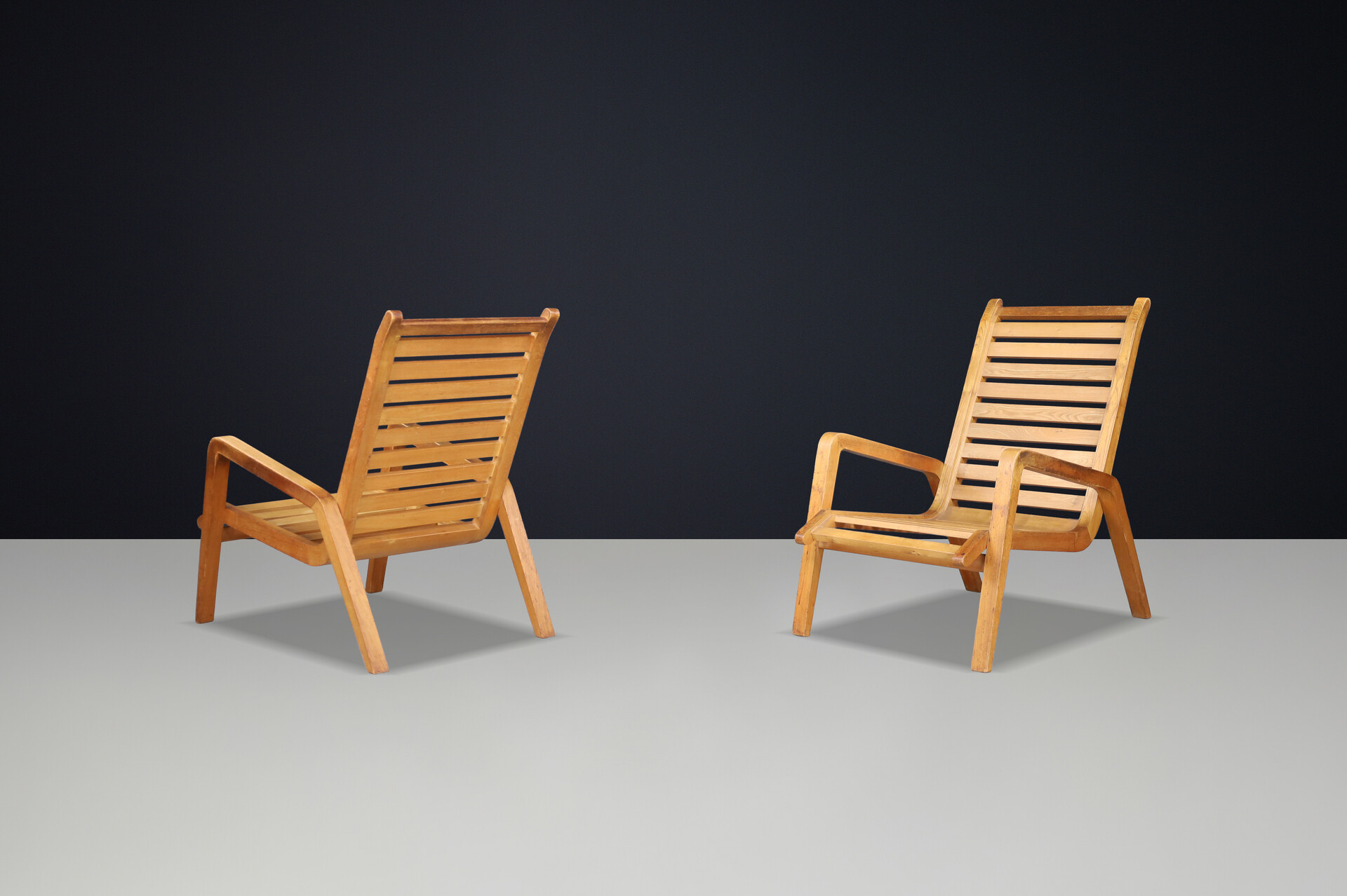 Sculptural Ashwood Lounge Chairs by Jan Vaněk, Czech Republic, 1960s Mid-20th century