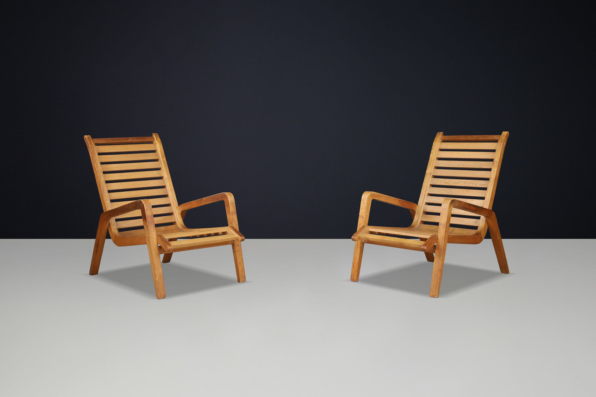 Sculptural Ashwood Lounge Chairs by Jan Vaněk, Czech Republic, 1960s Mid-20th century