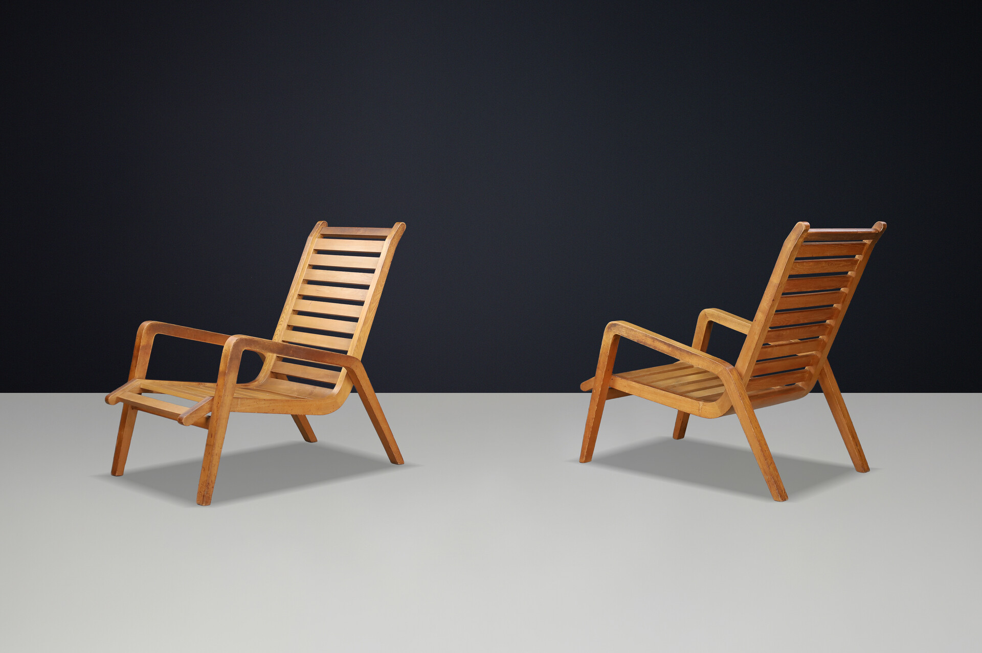 Sculptural Ashwood Lounge Chairs by Jan Vaněk, Czech Republic, 1960s Mid-20th century