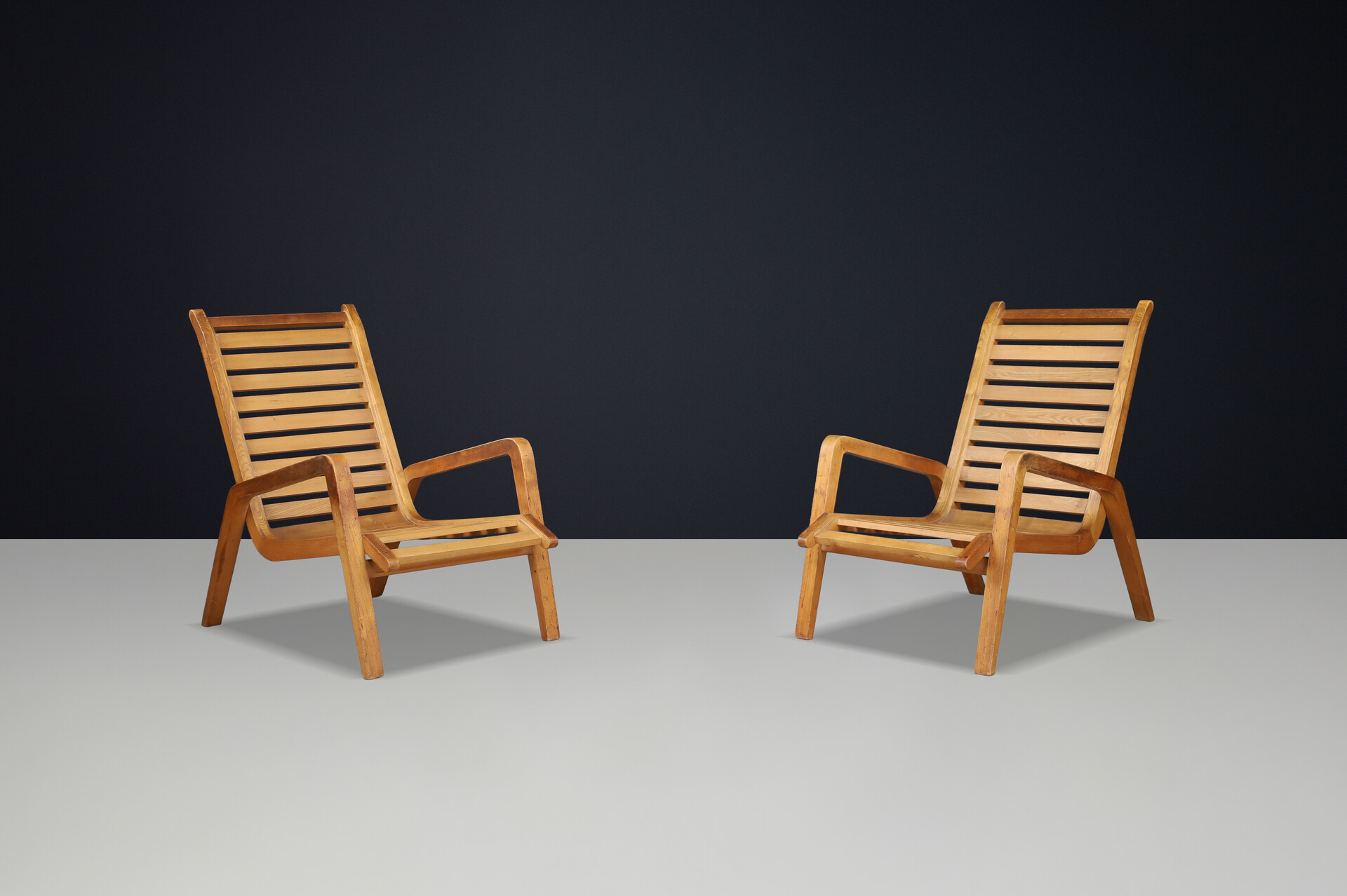 Sculptural Ashwood Lounge Chairs by Jan Vaněk, Czech Republic, 1960s Mid-20th century